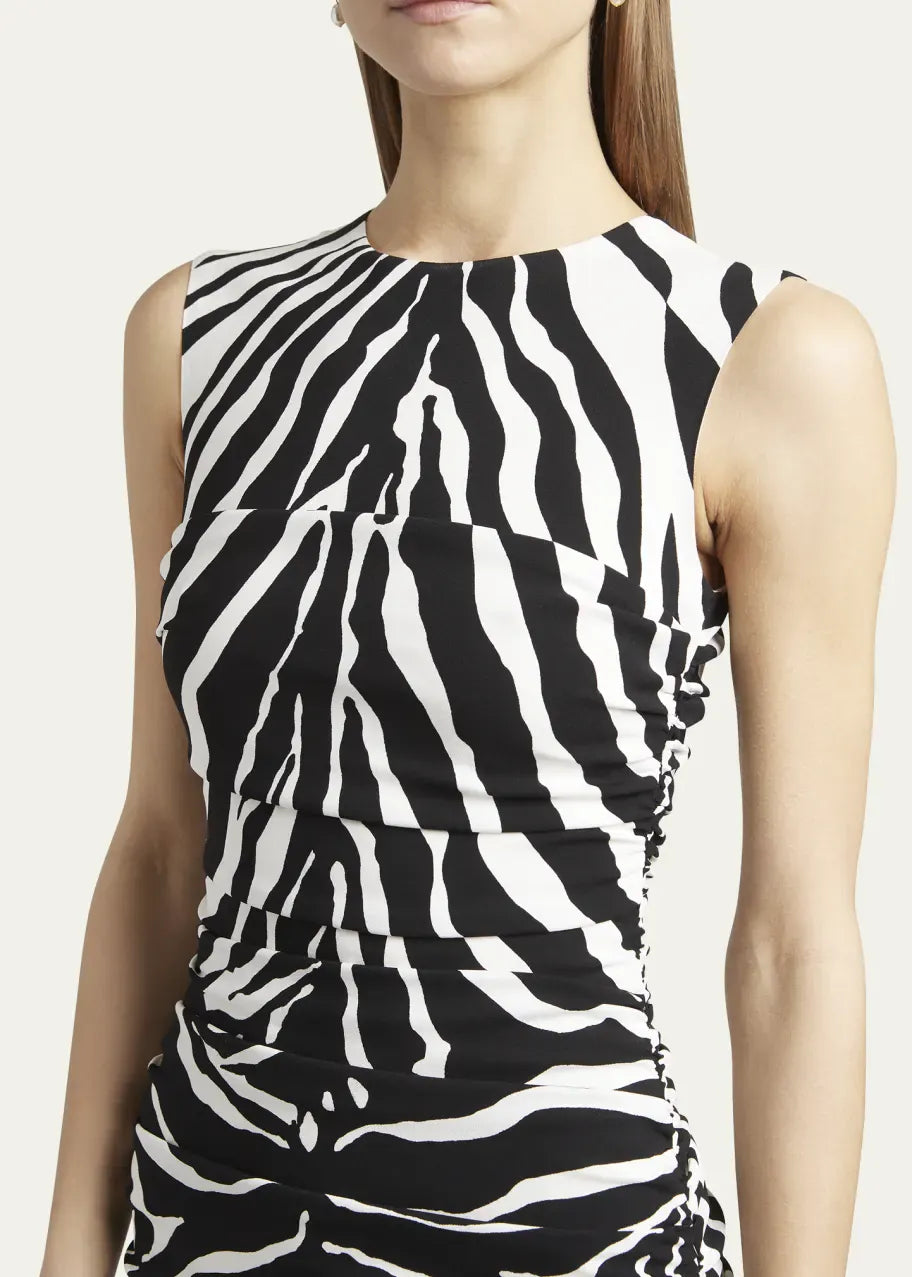 Dolce & Gabbana Zebra-Print Ruched Midi Dress