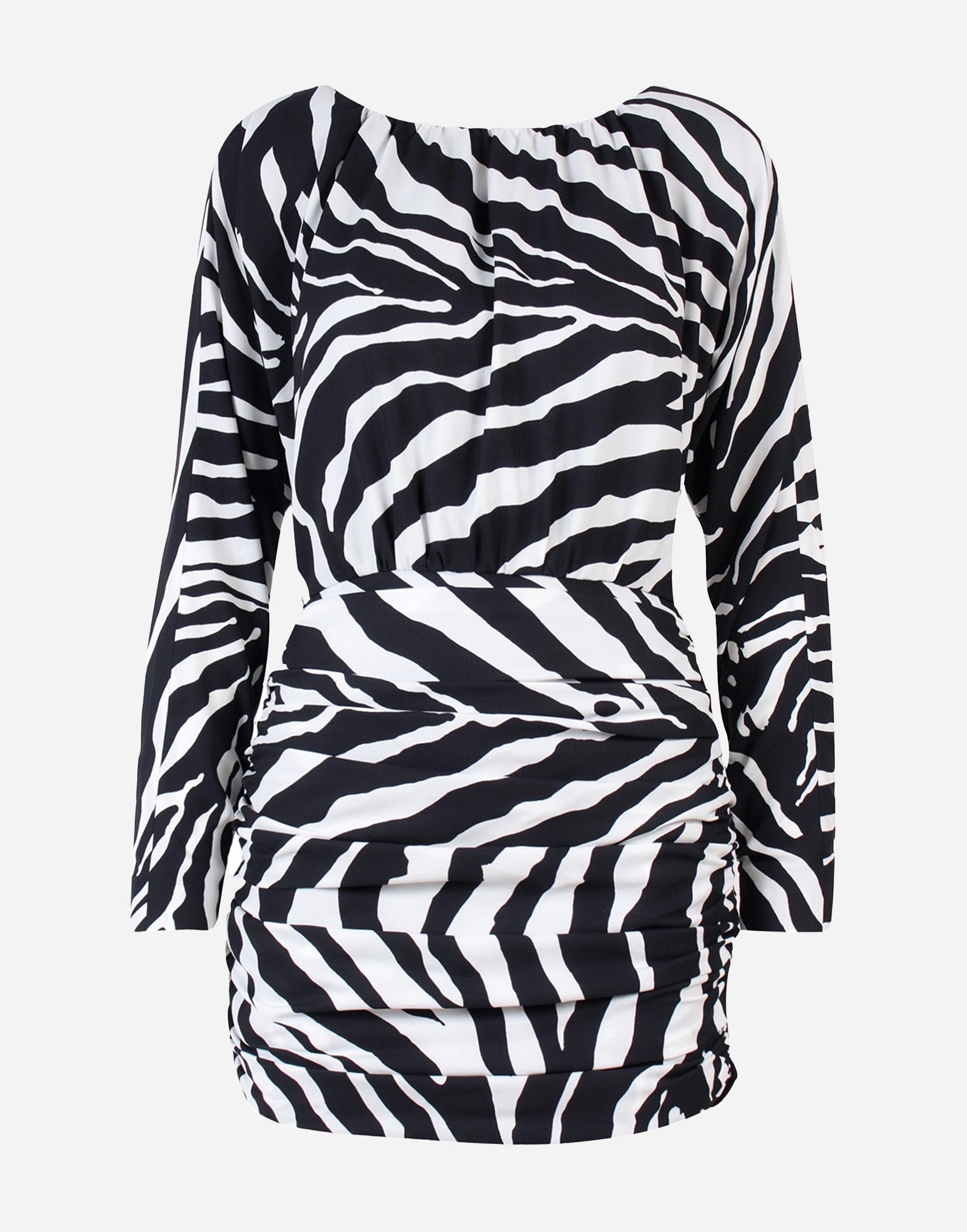 Dolce & Gabbana Zebra Print Ruched Mini Dress