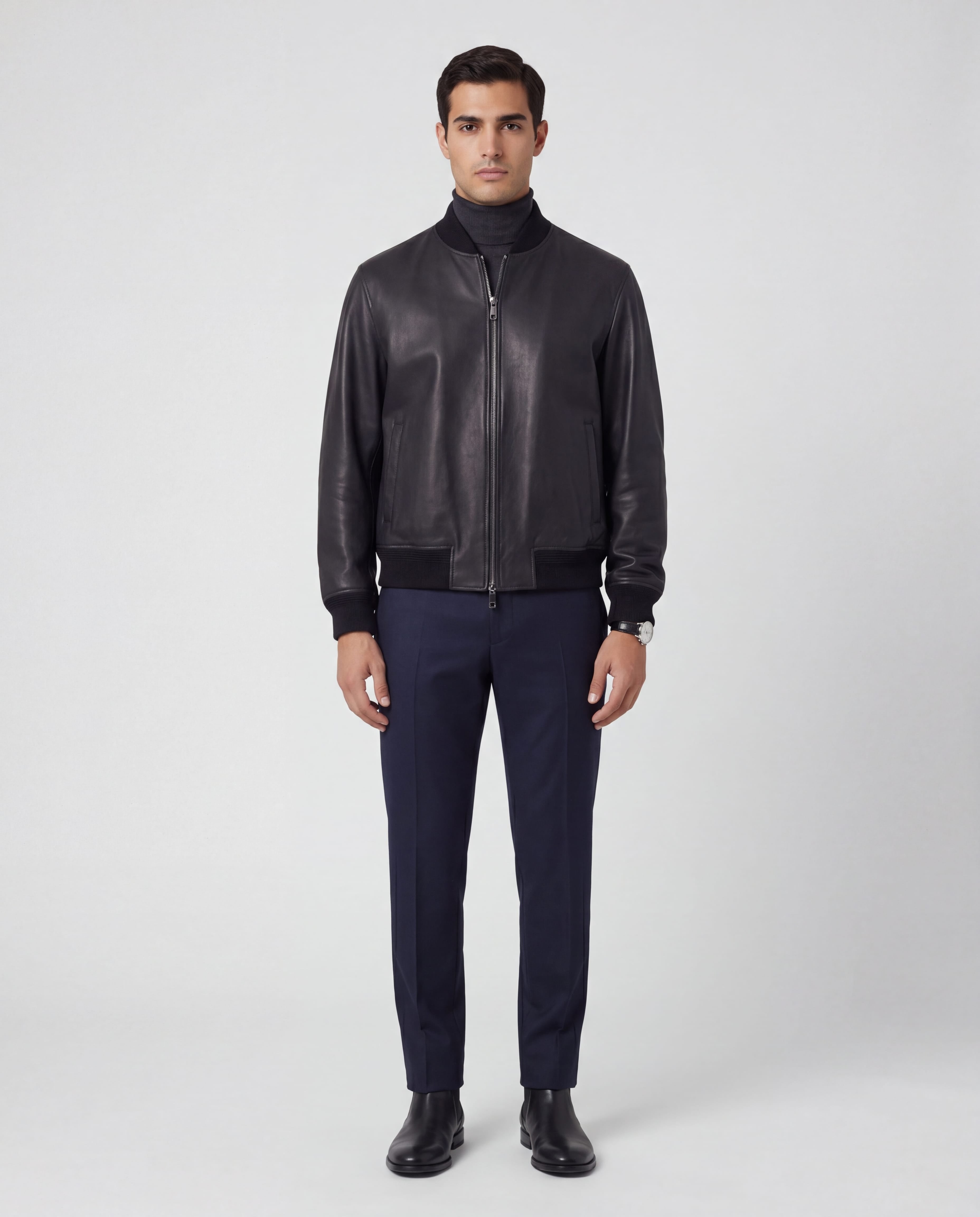Dolce & Gabbana Zip-Up Logo Leather Jacket | Sendegaro DE