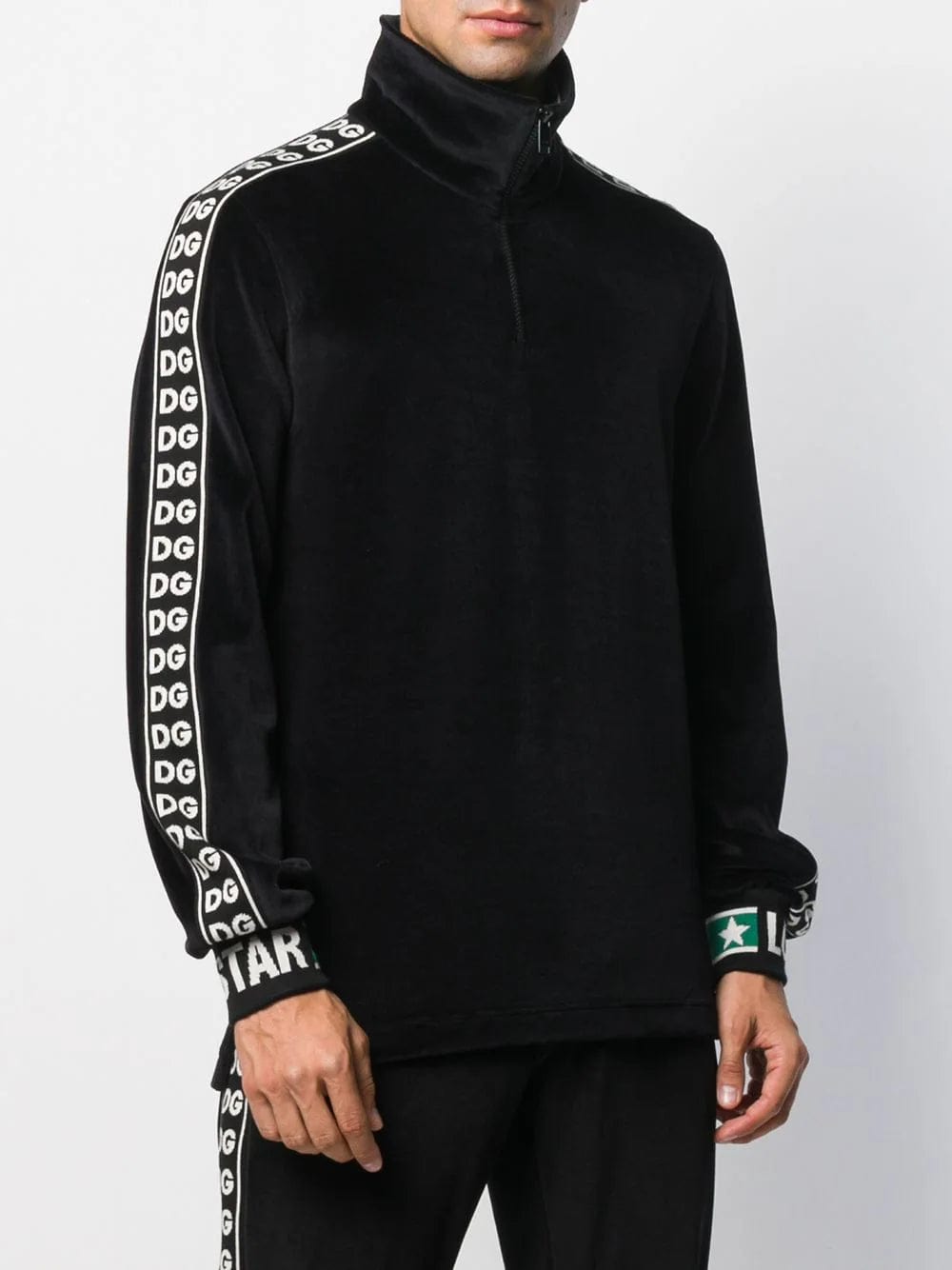 Dolce & Gabbana Zip-Up Logo Stripe Sweatshirt