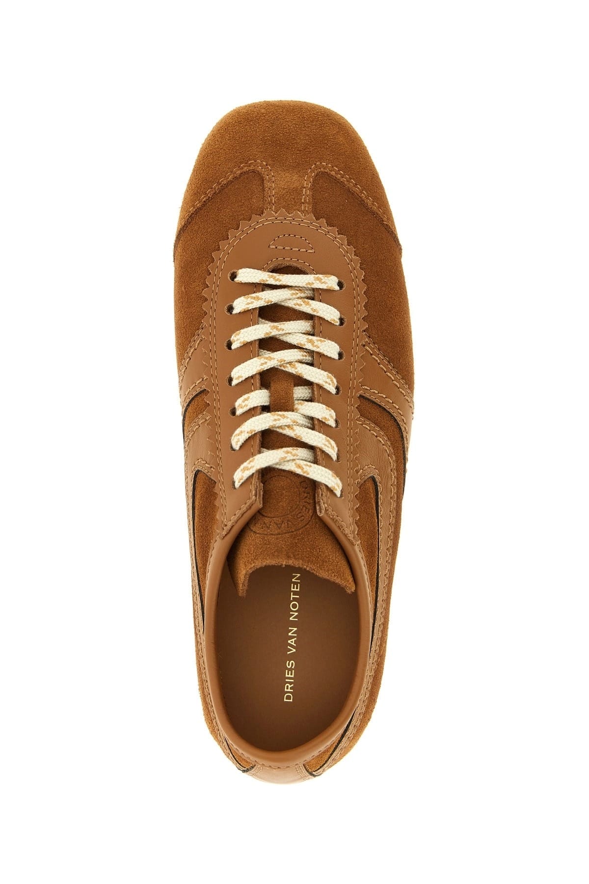 Dries Van Noten Dries Van Noten Brown Scalloped Suede Sneakers