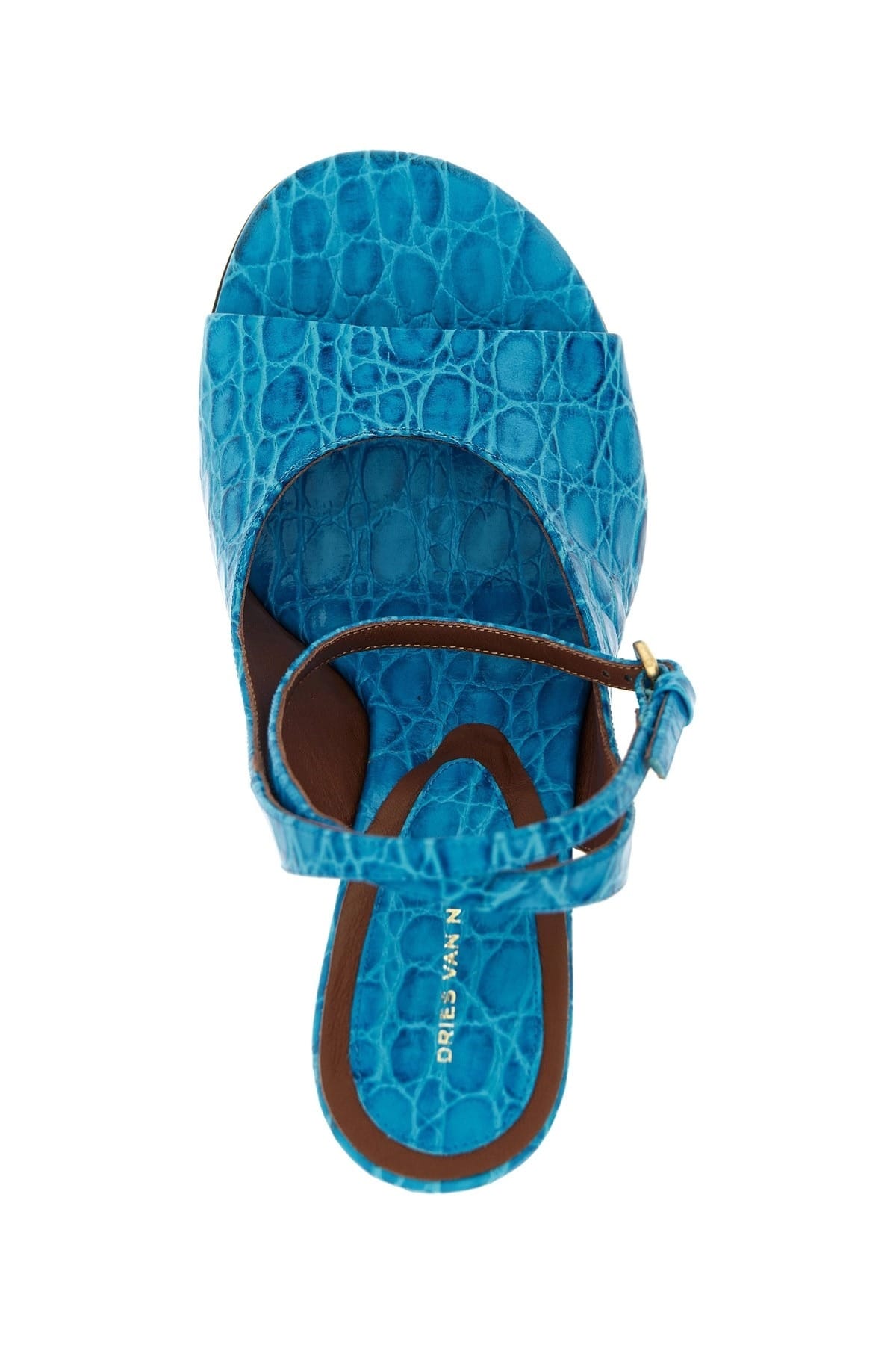 Dries Van Noten Dries Van Noten Embossed Leather Wedge Sandals