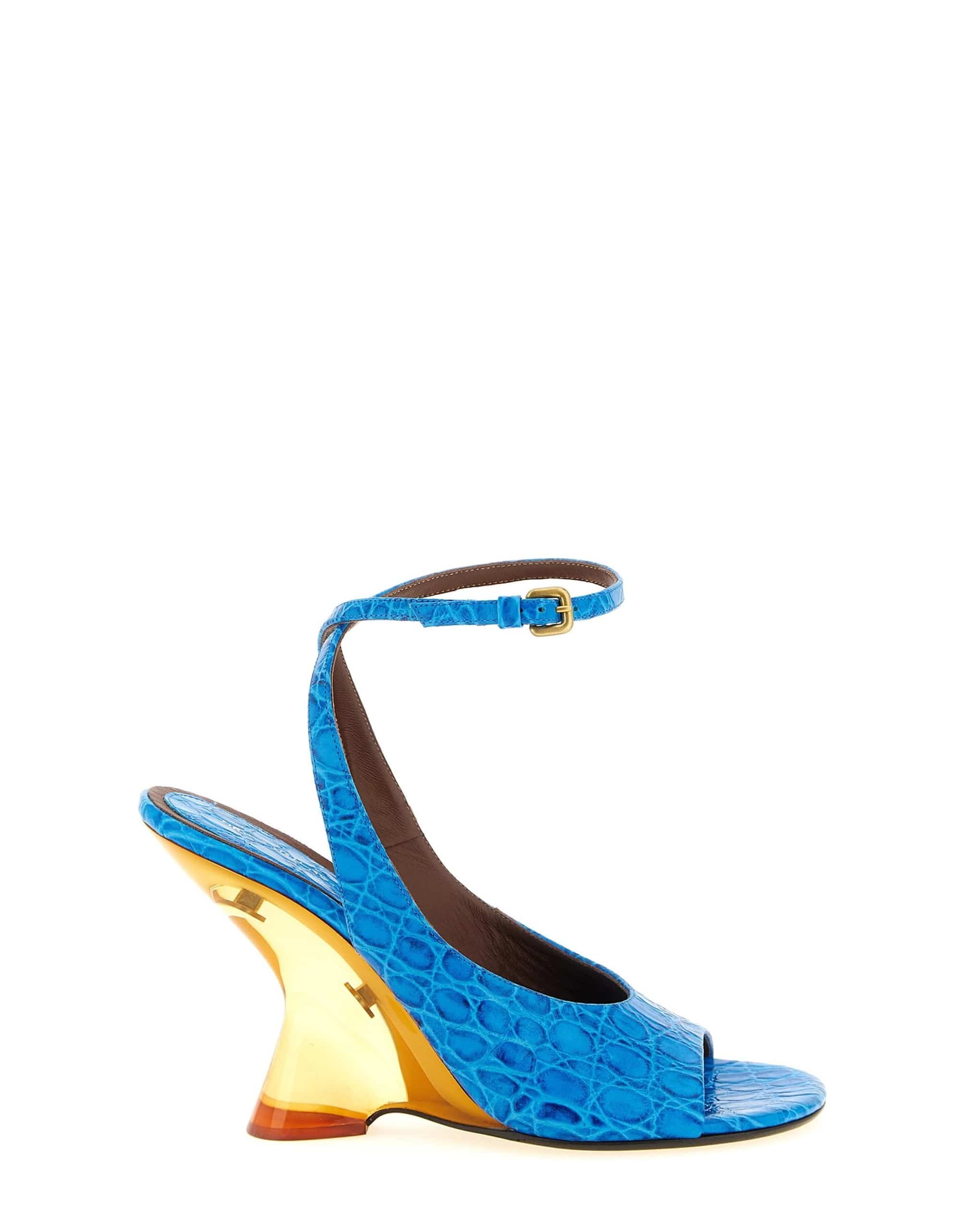 Dries Van Noten Dries Van Noten Embossed Leather Wedge Sandals