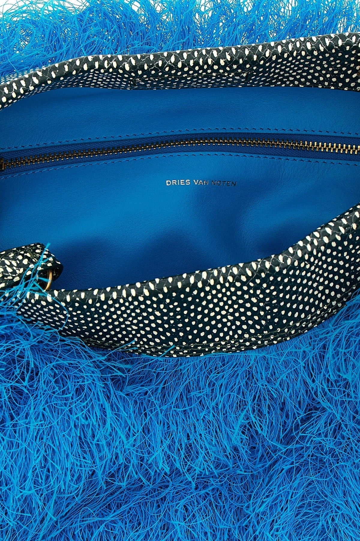 Dries Van Noten Fringed Snake-Print Clutch