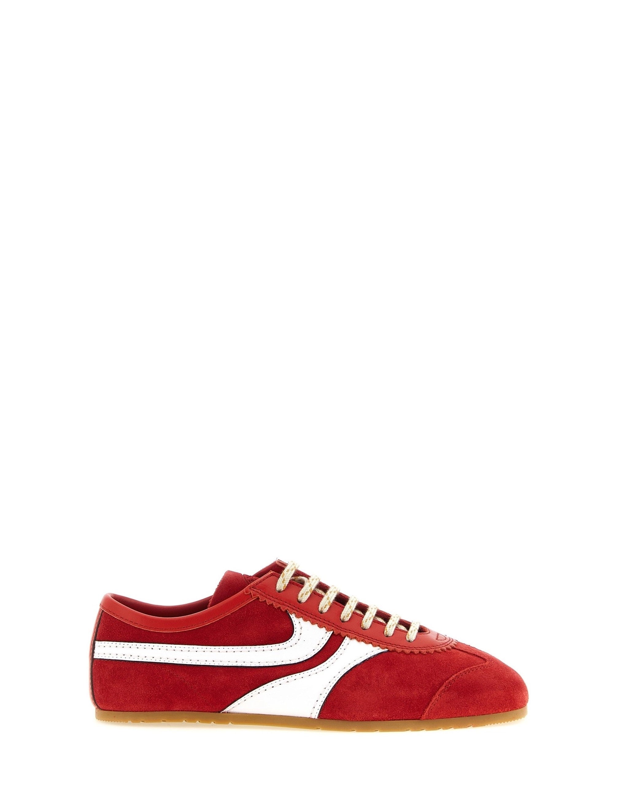 Dries Van Noten Red Suede Low-Top Sneakers | Sendegaro