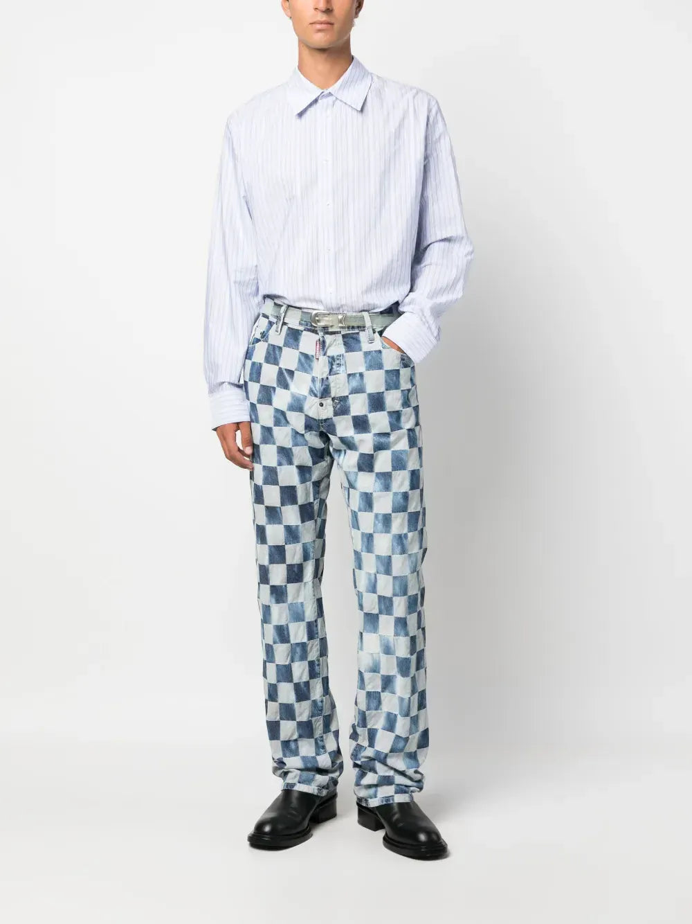 Dsquared² Checkerboard Straight-Leg Jeans