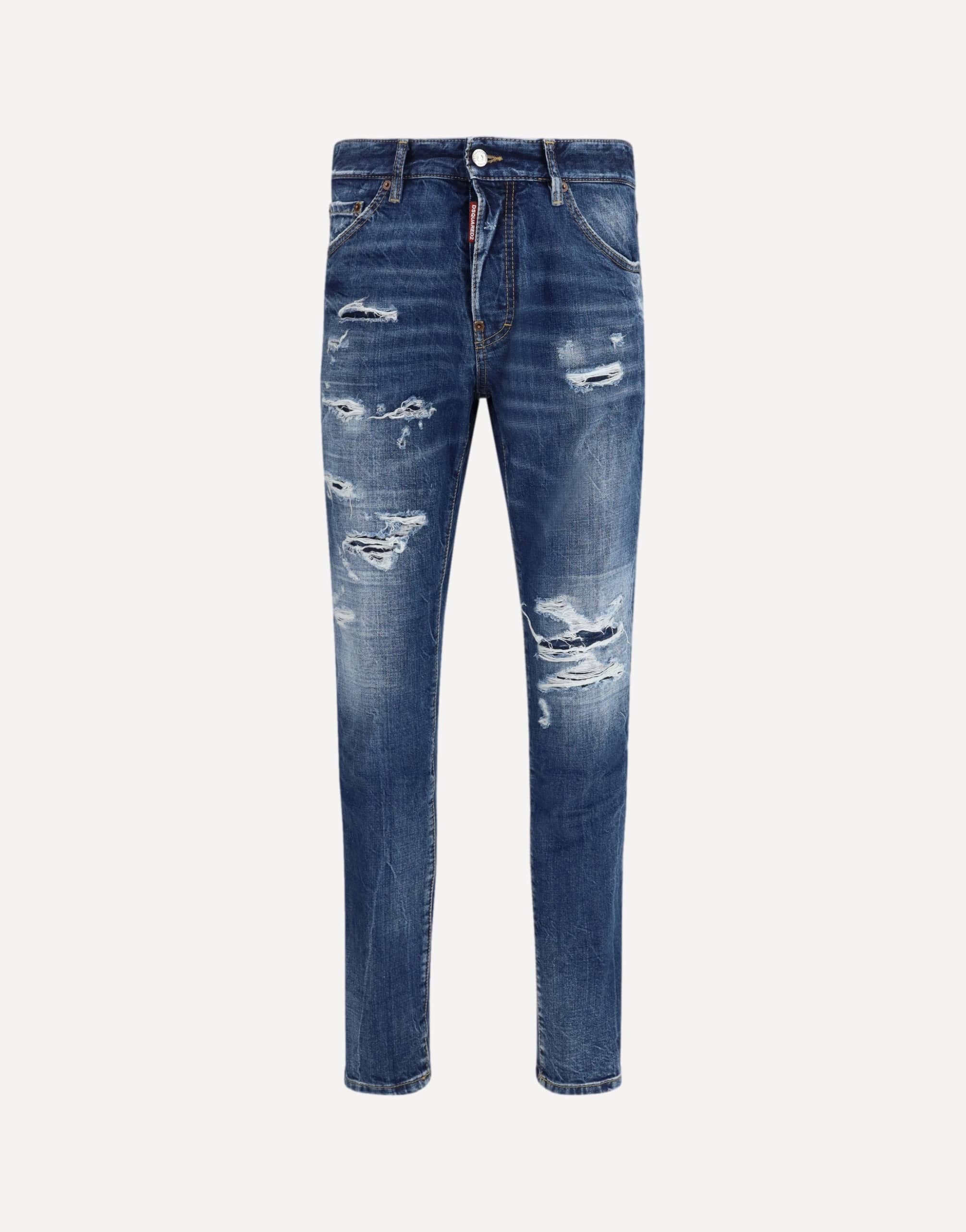 DSQUARED2 Teddy Blue Distressed Denim Jeans New & Authentic