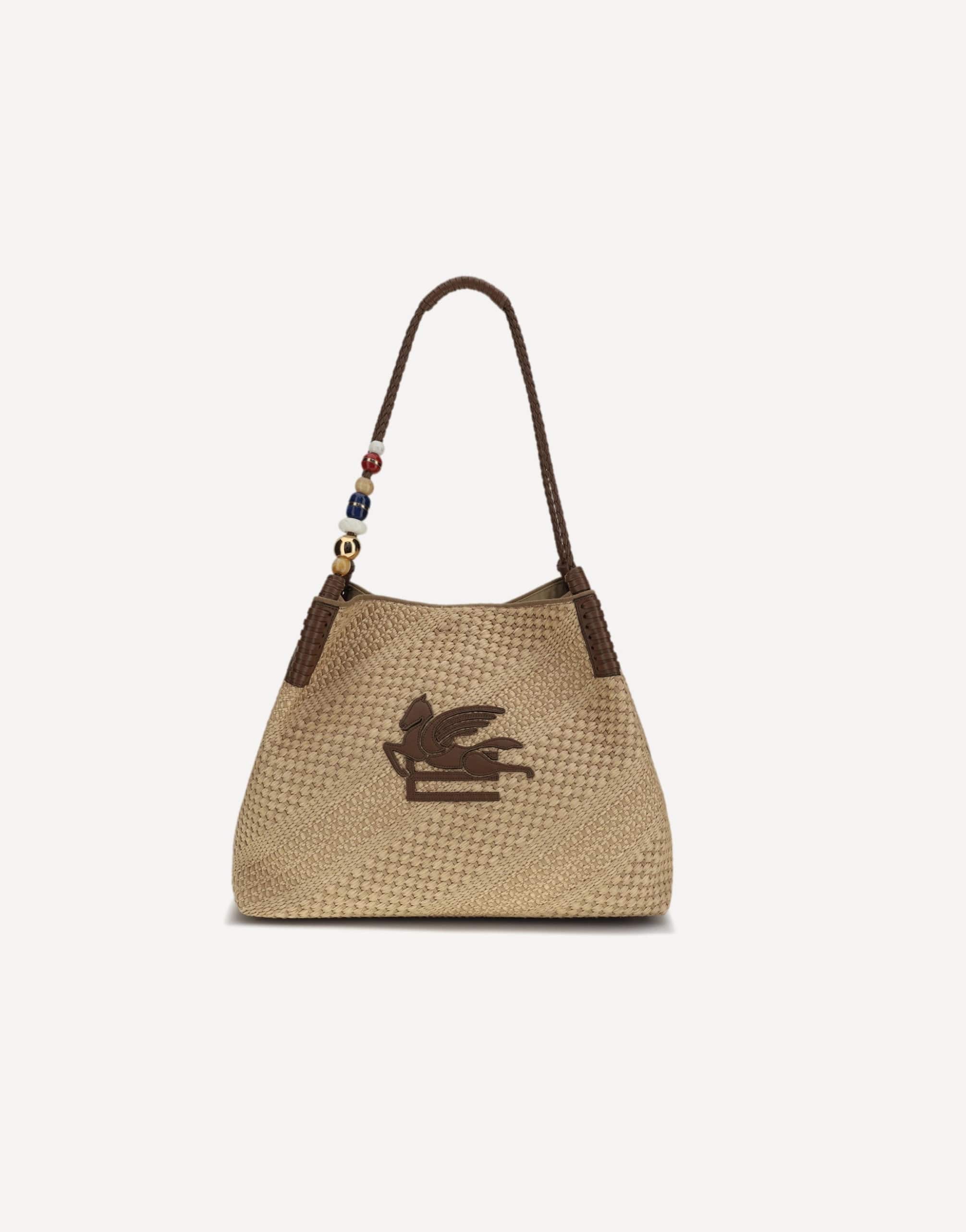 Etro Large Libra Raffia Shoulder Bag