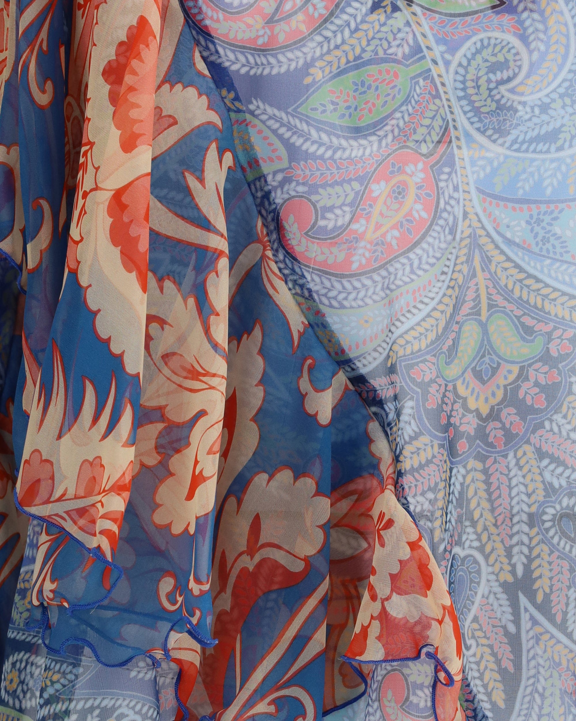 Etro Long-Sleeve Silk Shirt With Ruffles Floral Motif
