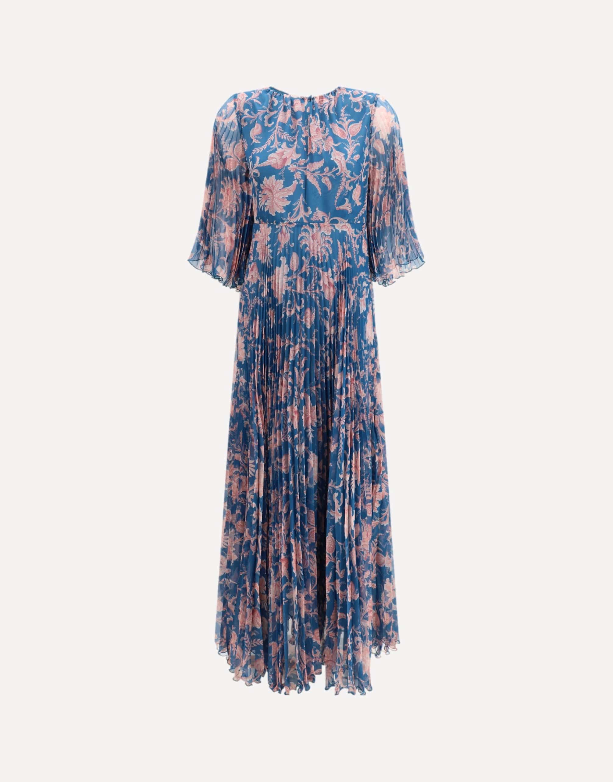 Etro Maxi Pleated Dress With Flared Sleeves