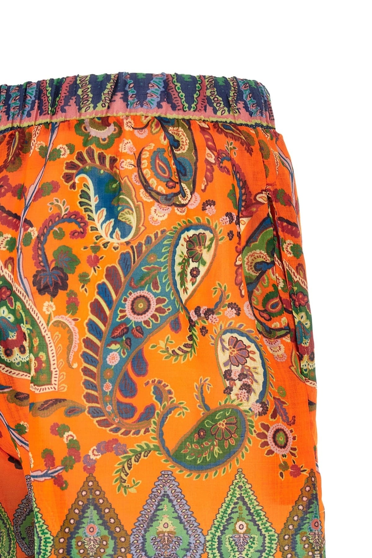Etro Etro Orange Paisley Ramie Shorts