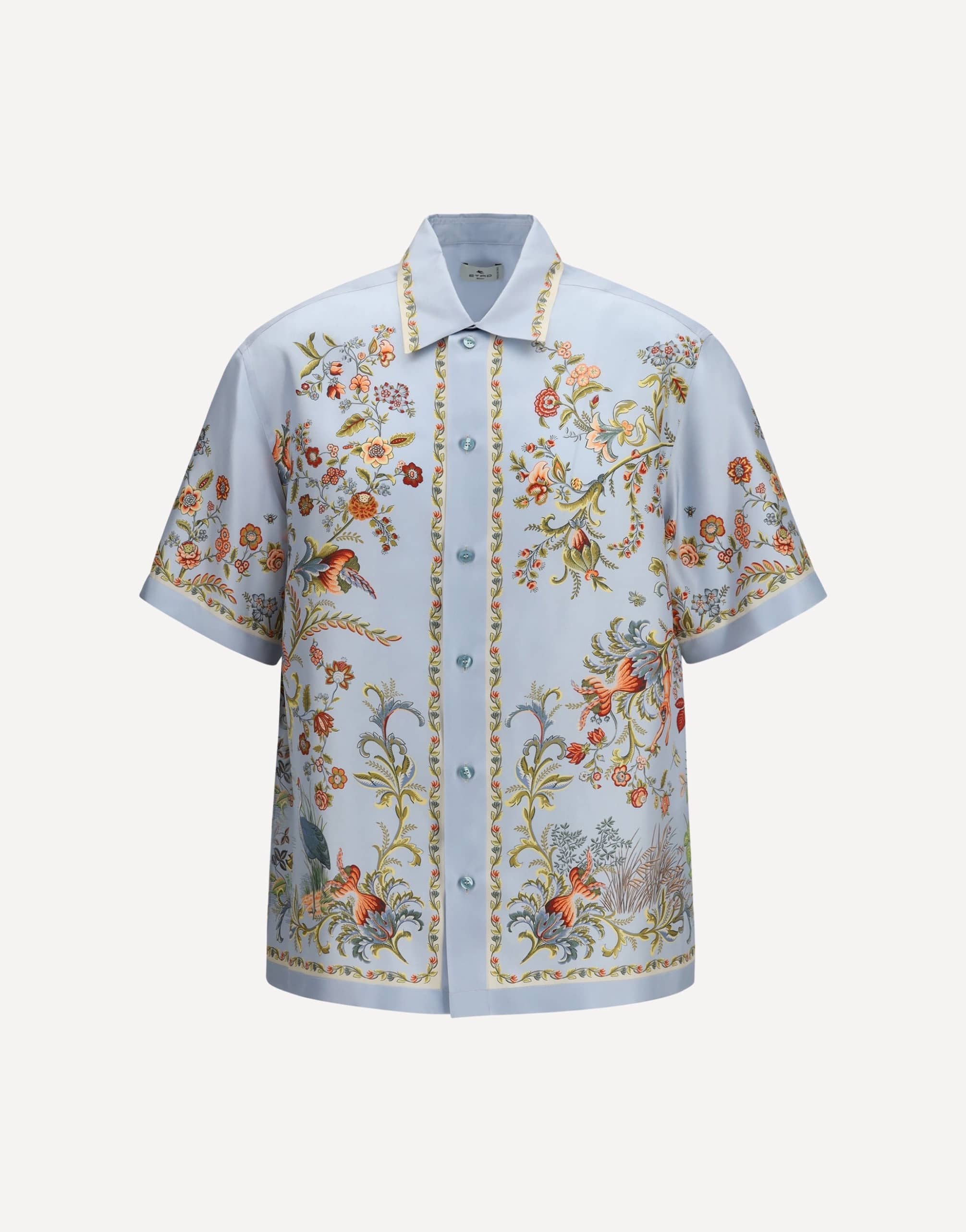 Etro Oversized Silk Shirt With Flora And Fauna Print