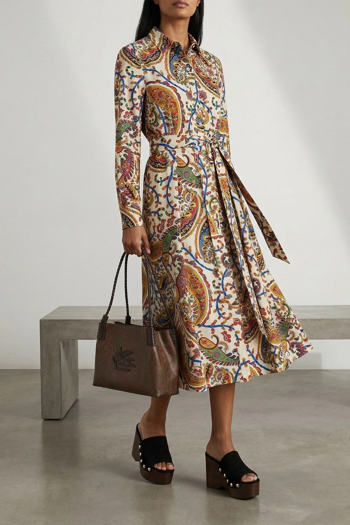 Etro Robe midi à motif paisley et feuillage - alternate view