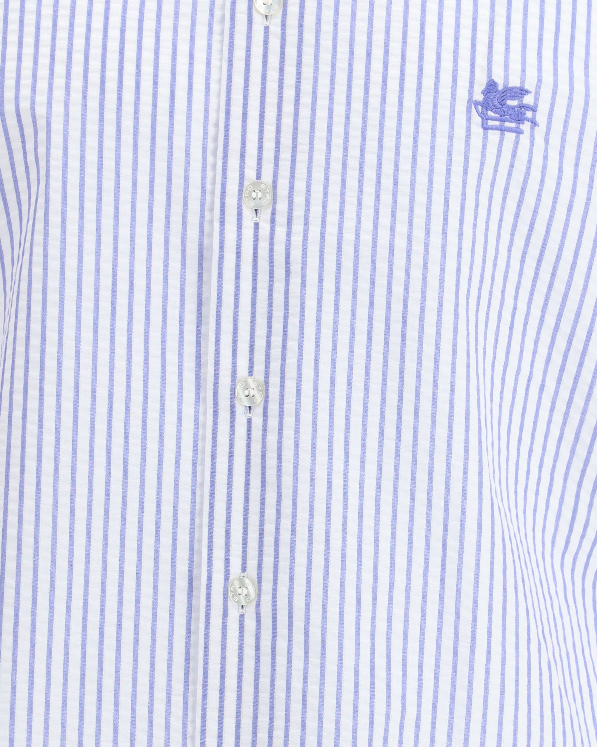 Etro Striped Cotton Shirt With Embroidered Pegaso Logo