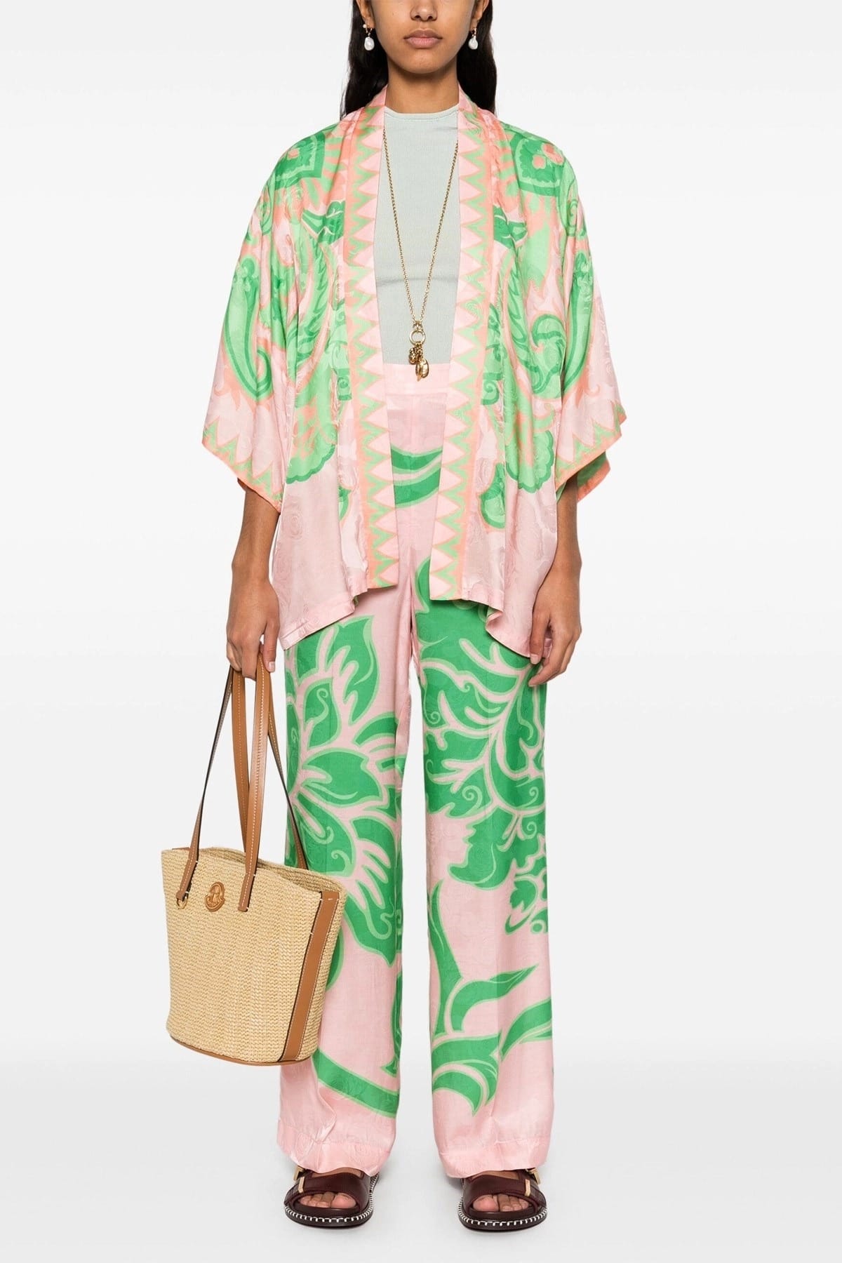 Etro Etro Wide-Leg Silk Blend Pants