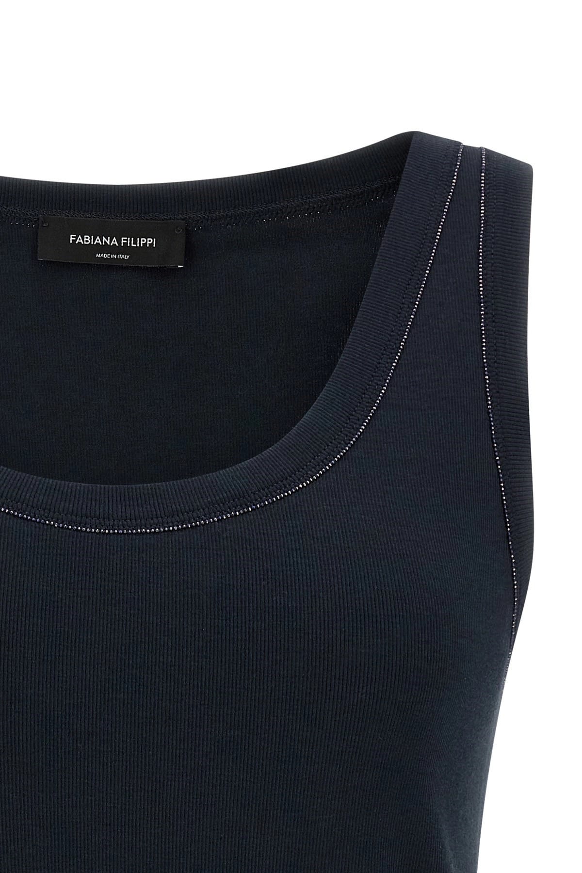 Fabiana Filippi Fabiana Filippi Blue Cotton Jewel-Edge Top