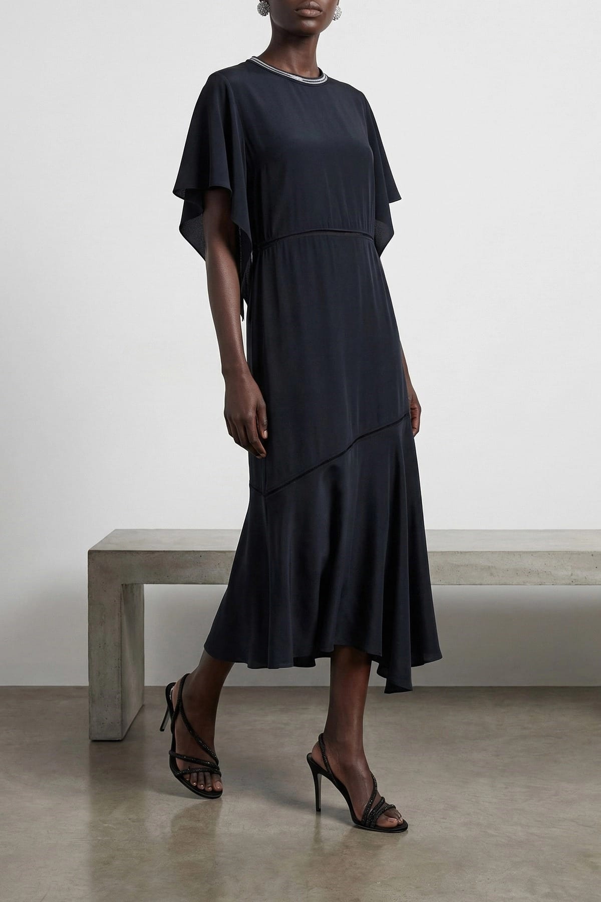 Fabiana Filippi Blue Ruffle Cut-Out Midi Dress - alternate view