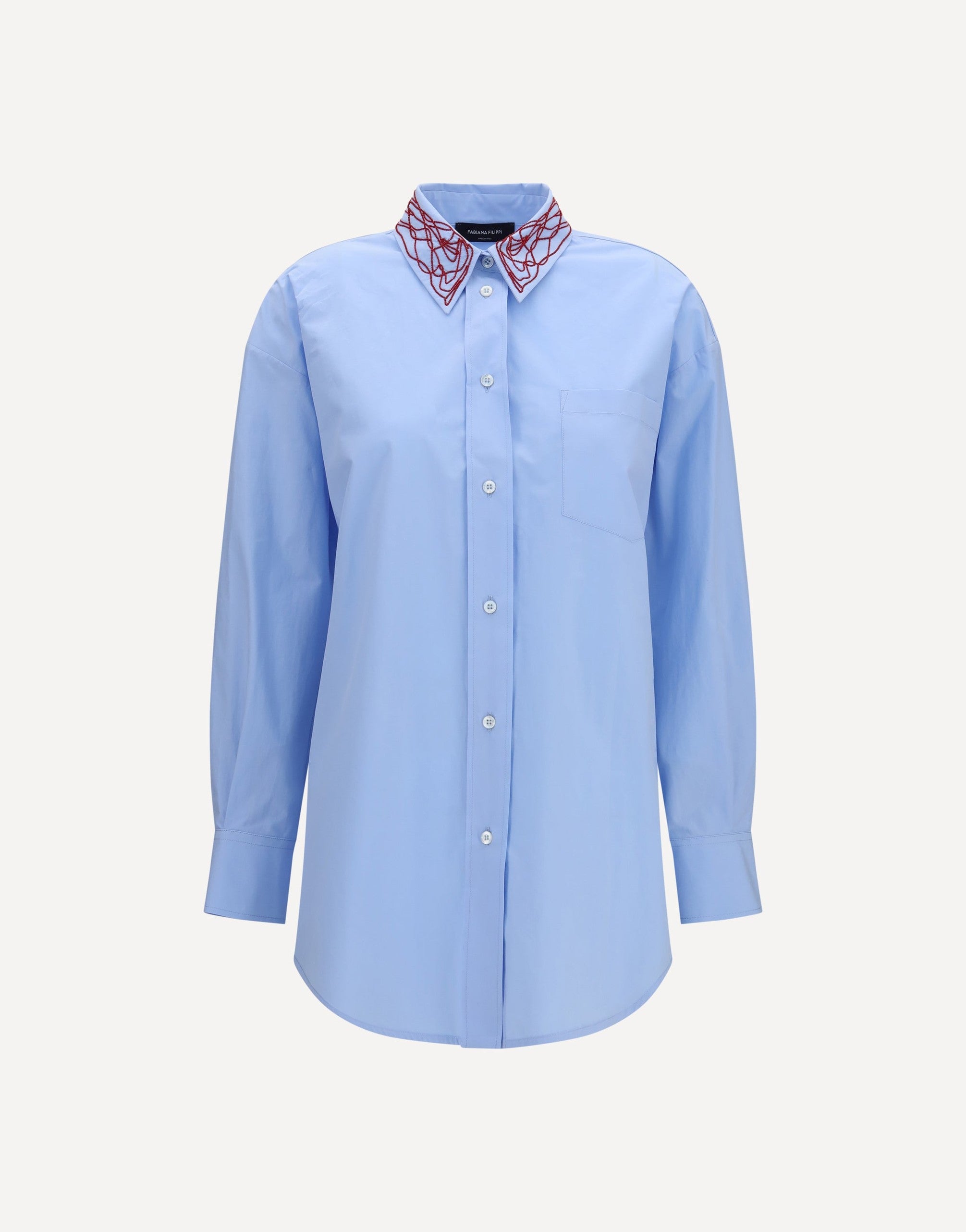 Fabiana Filippi Boyfriend Poplin Shirt With Embellished Collar