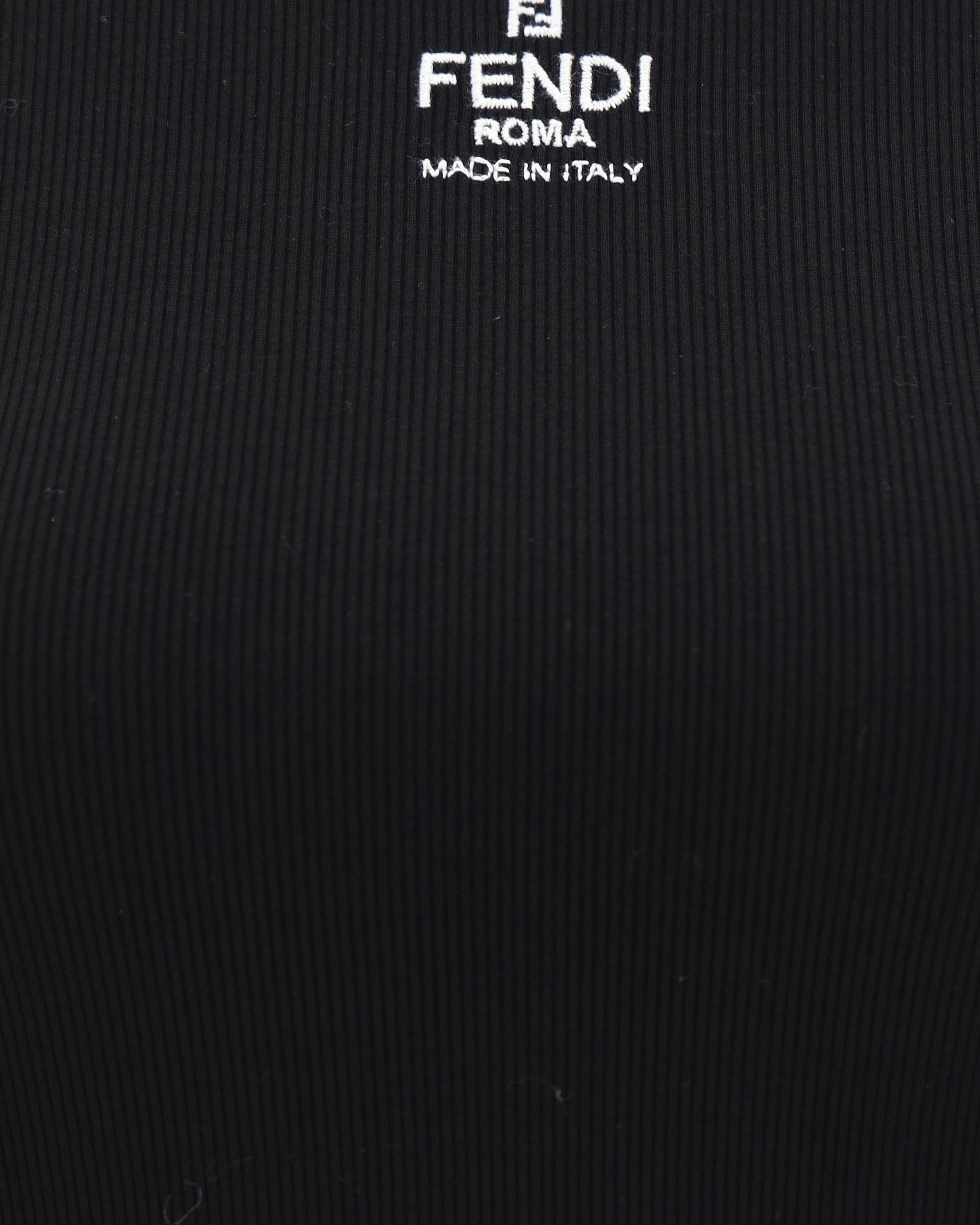 Fendi All-Over Ribbed T-Shirt With Monogram Embroidery