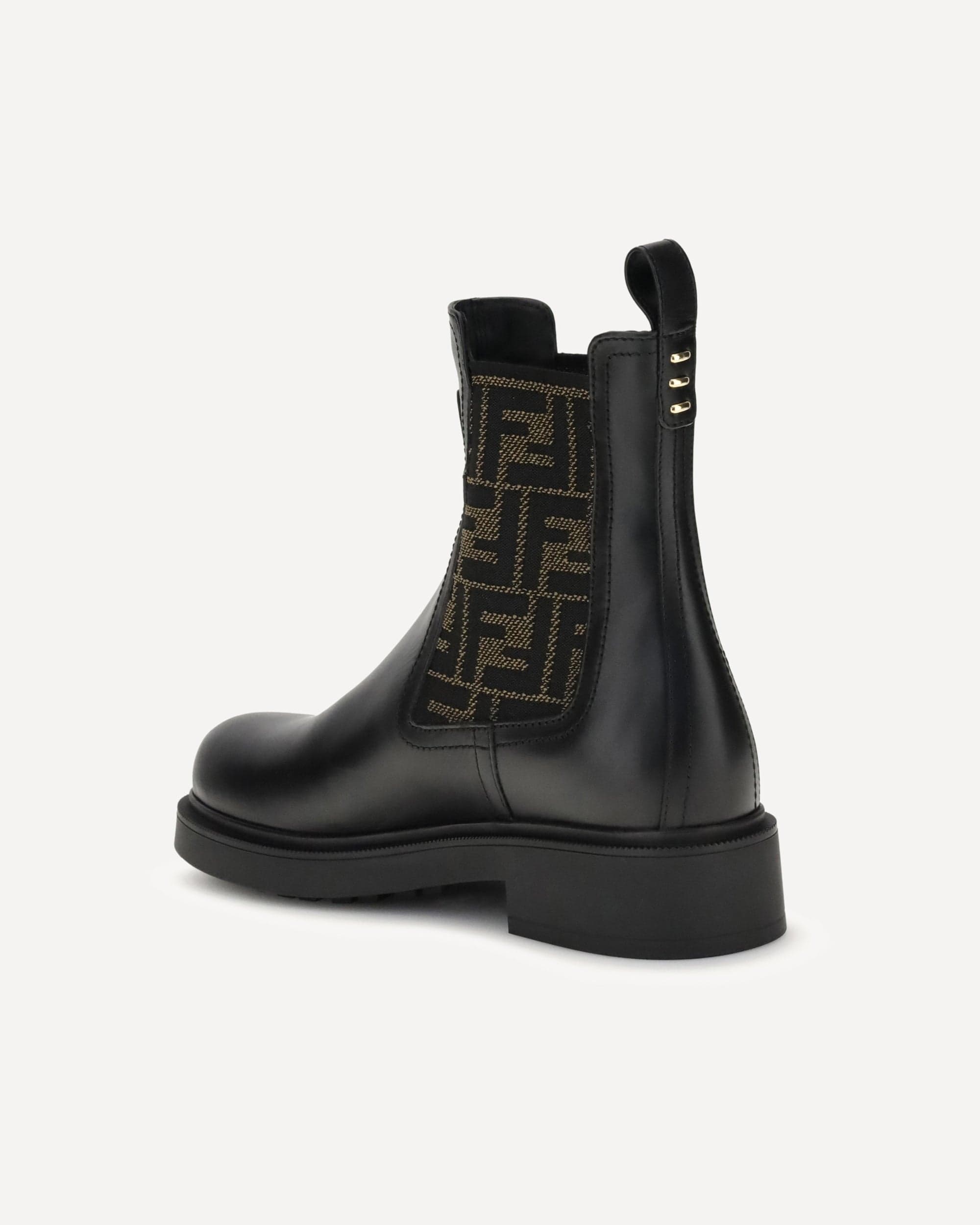 Fendi Ankle Boots With Ff Leather And Fabric Detailing