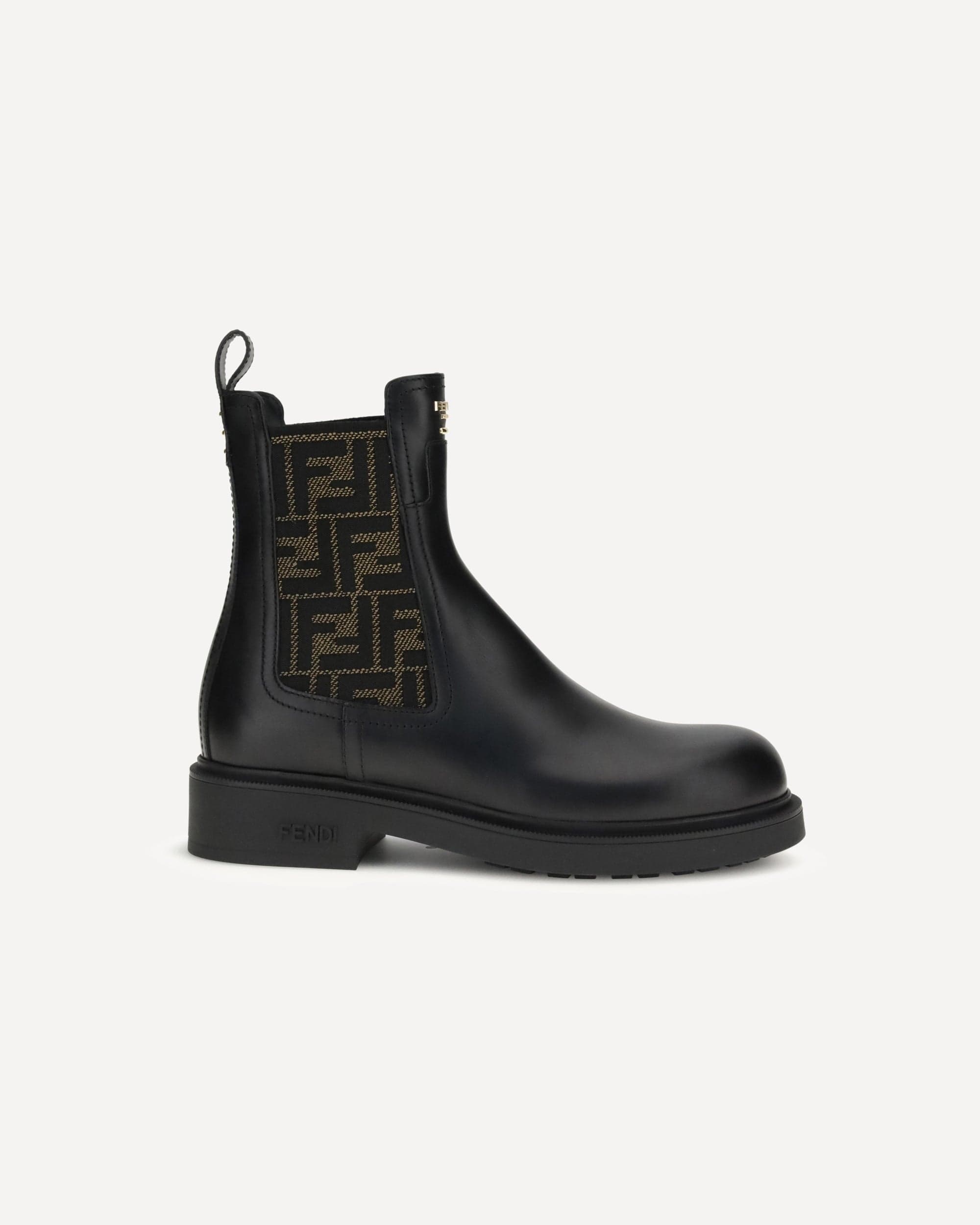 Fendi Ankle Boots With Ff Leather And Fabric Detailing