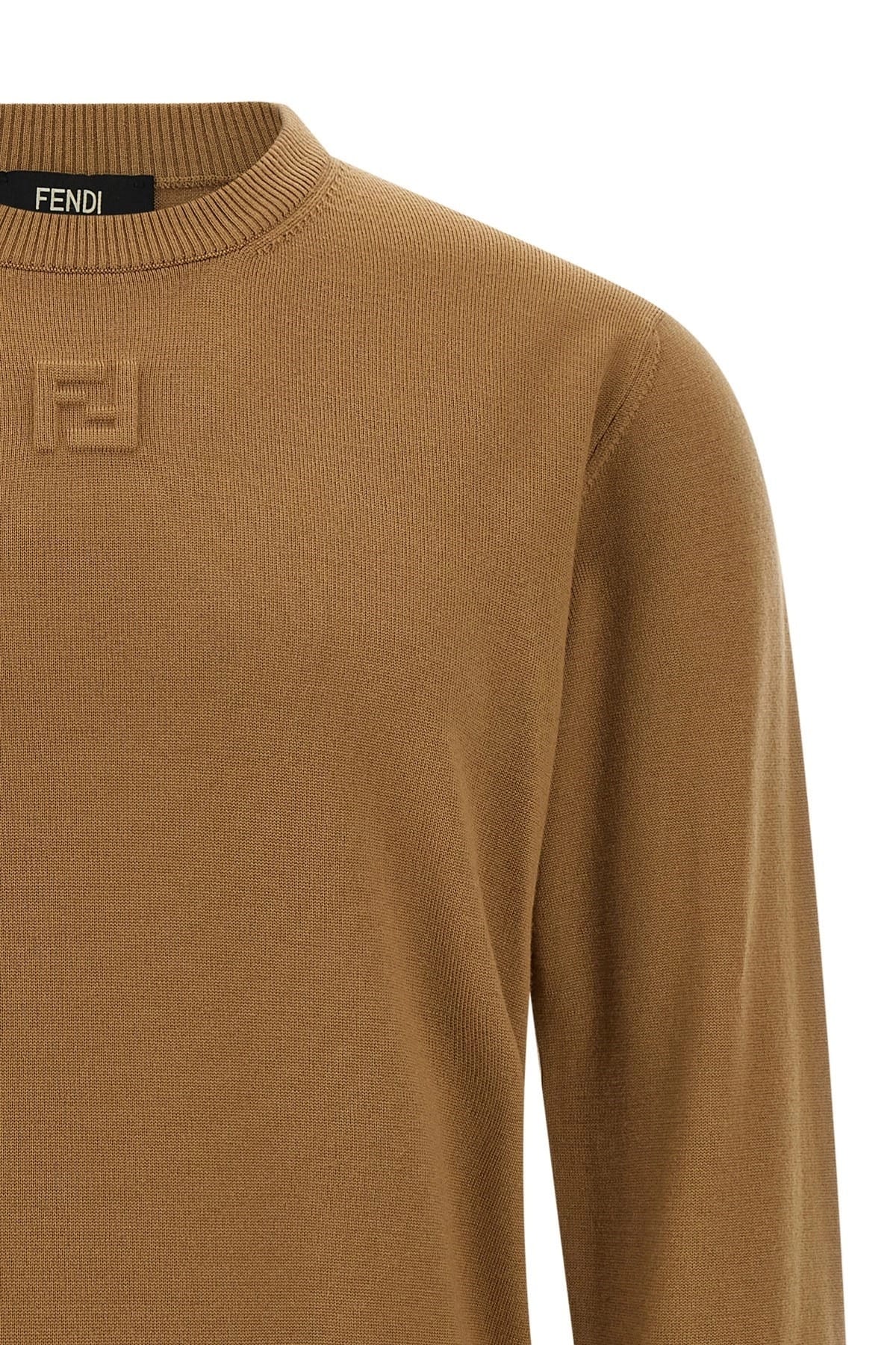 Fendi Fendi Beige Logo Wool Sweater