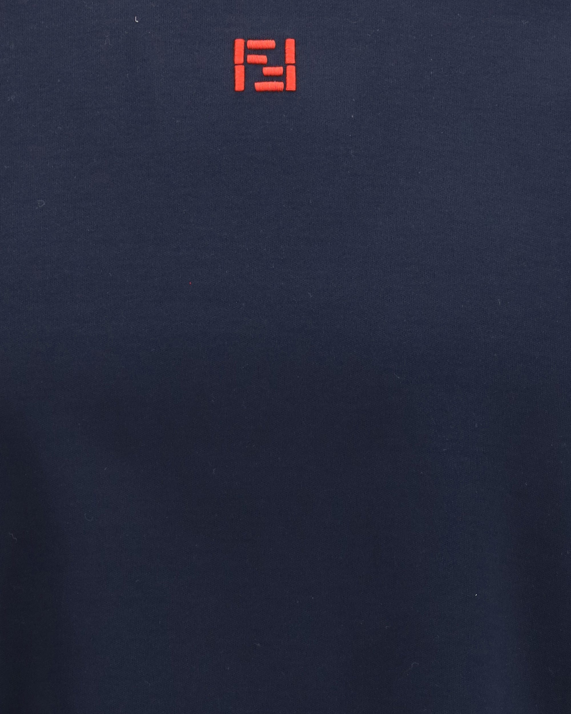 Fendi Cotton T-Shirt With Central Logo Embroidery