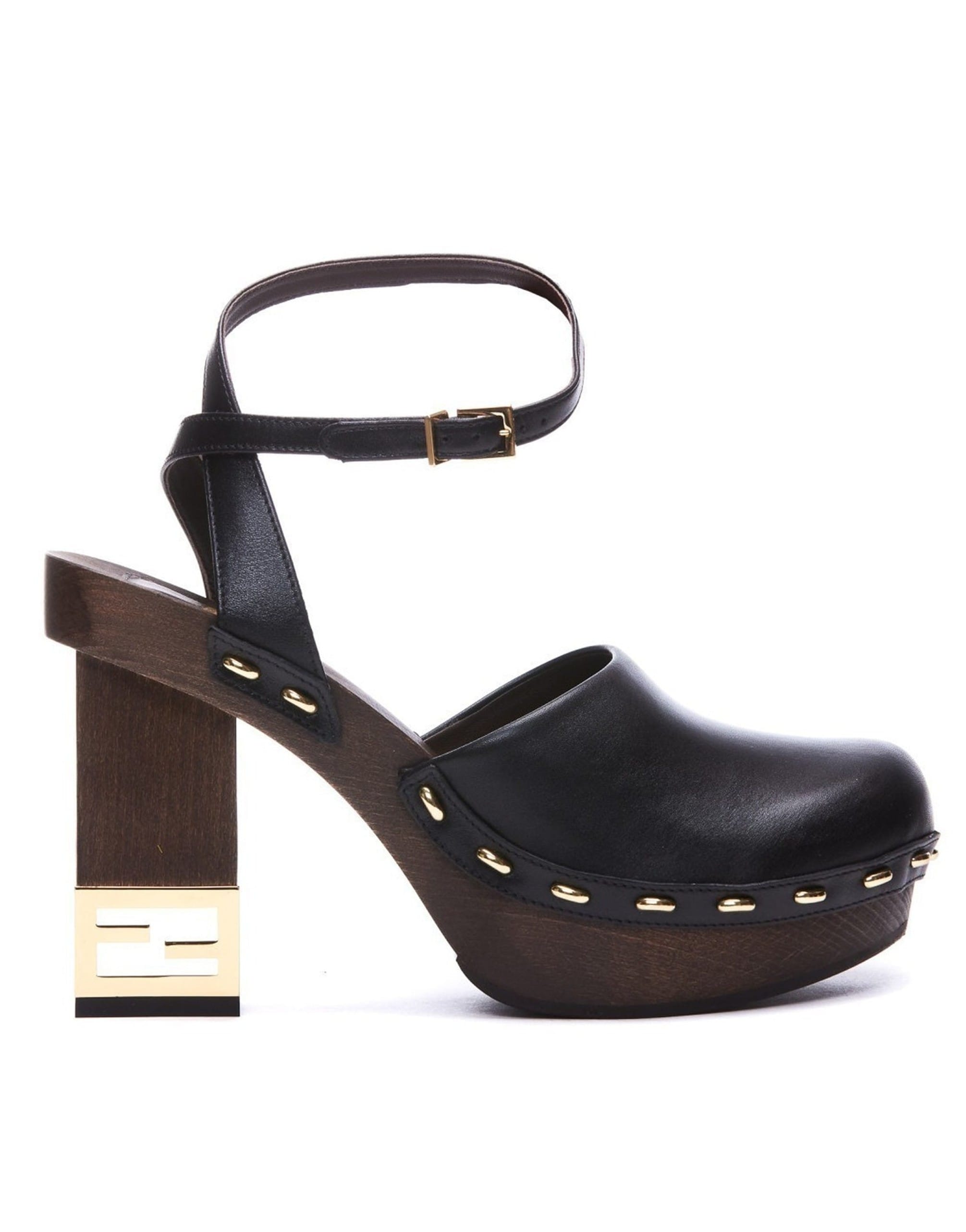 Fendi Decorative Heel Leather Pumps