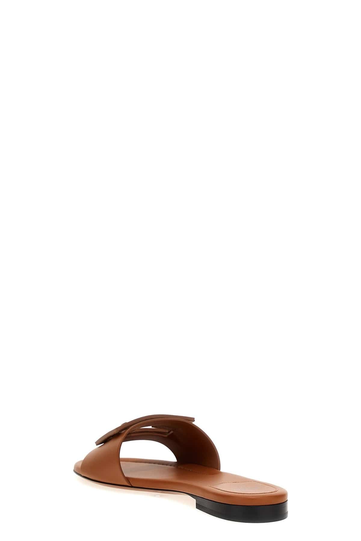 Fendi Fendi FF Baguette Leather Slides