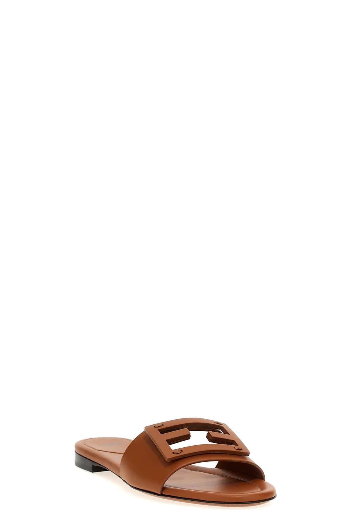 Fendi Fendi FF Baguette Leather Slides