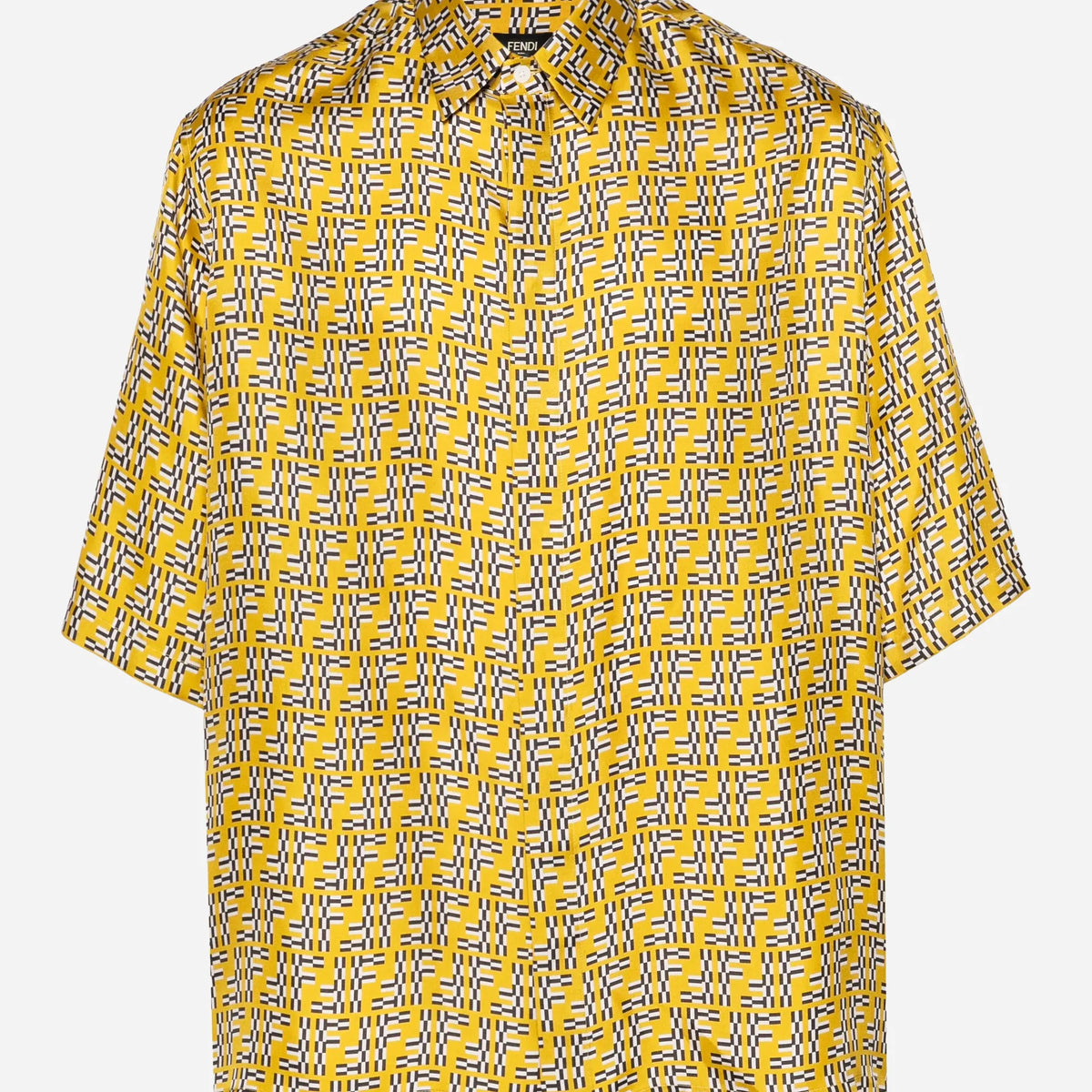 FENDI シルクシャツ イエロー FFロゴ 総柄 38 Fendi FF-Print Shirt | Sendegaro FR