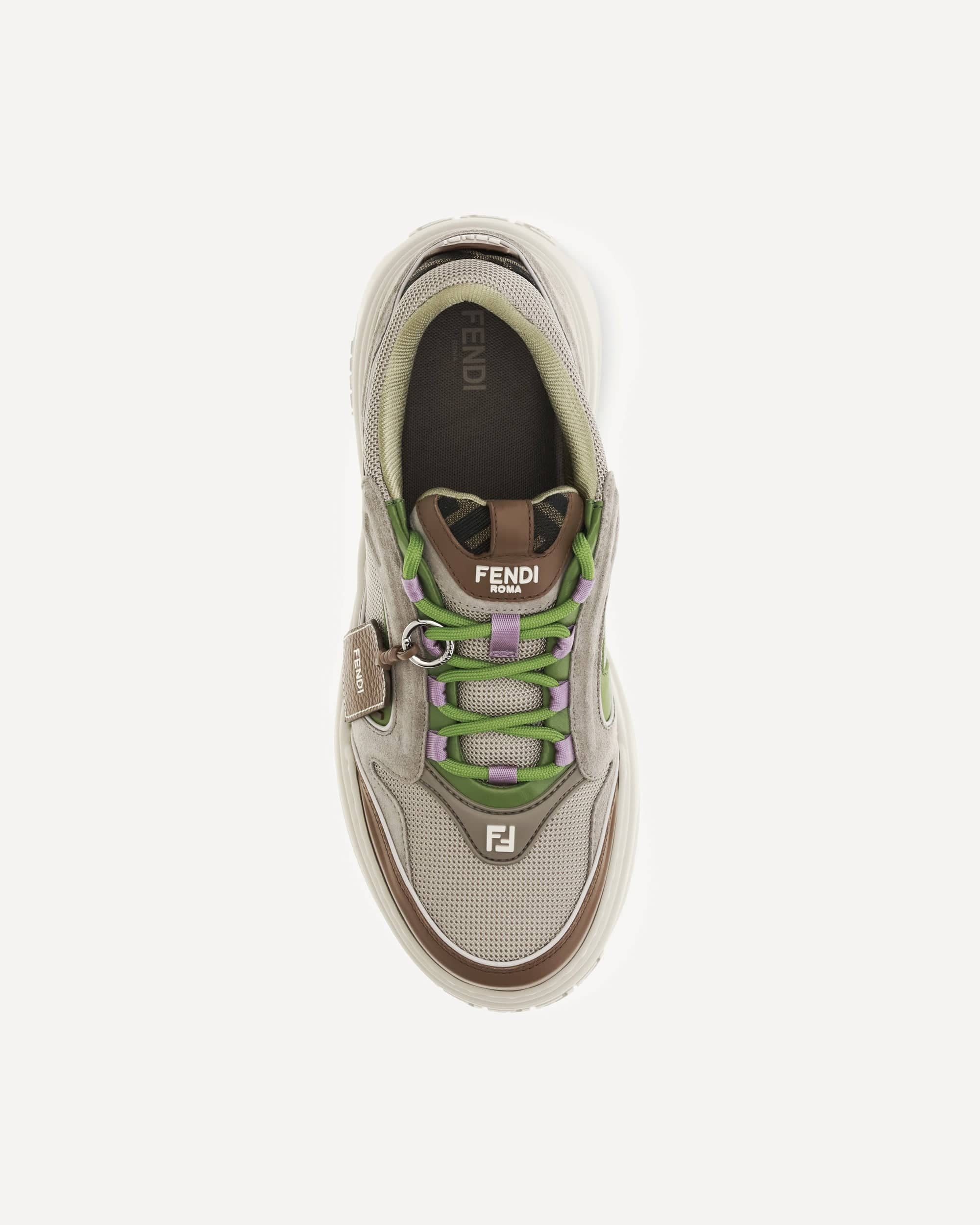 Fendi Force Sneakers Beige Mesh Lace-Up