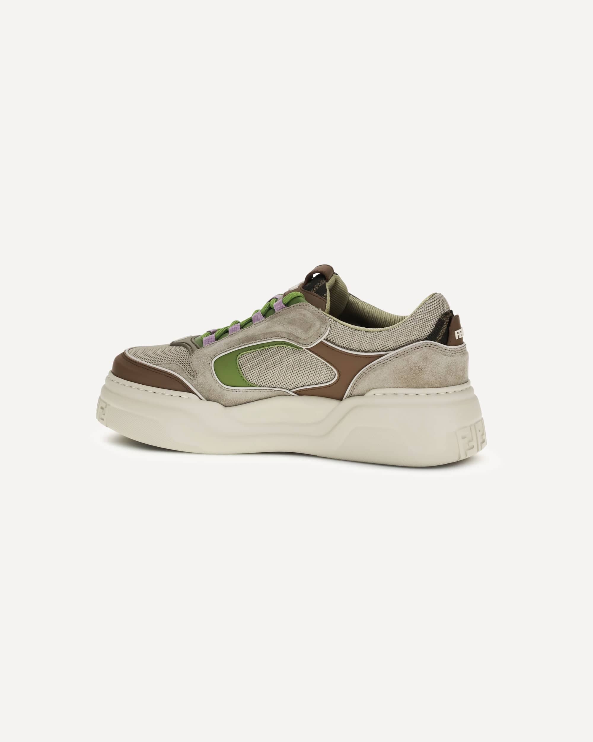Fendi Force Sneakers Beige Mesh Lace-Up