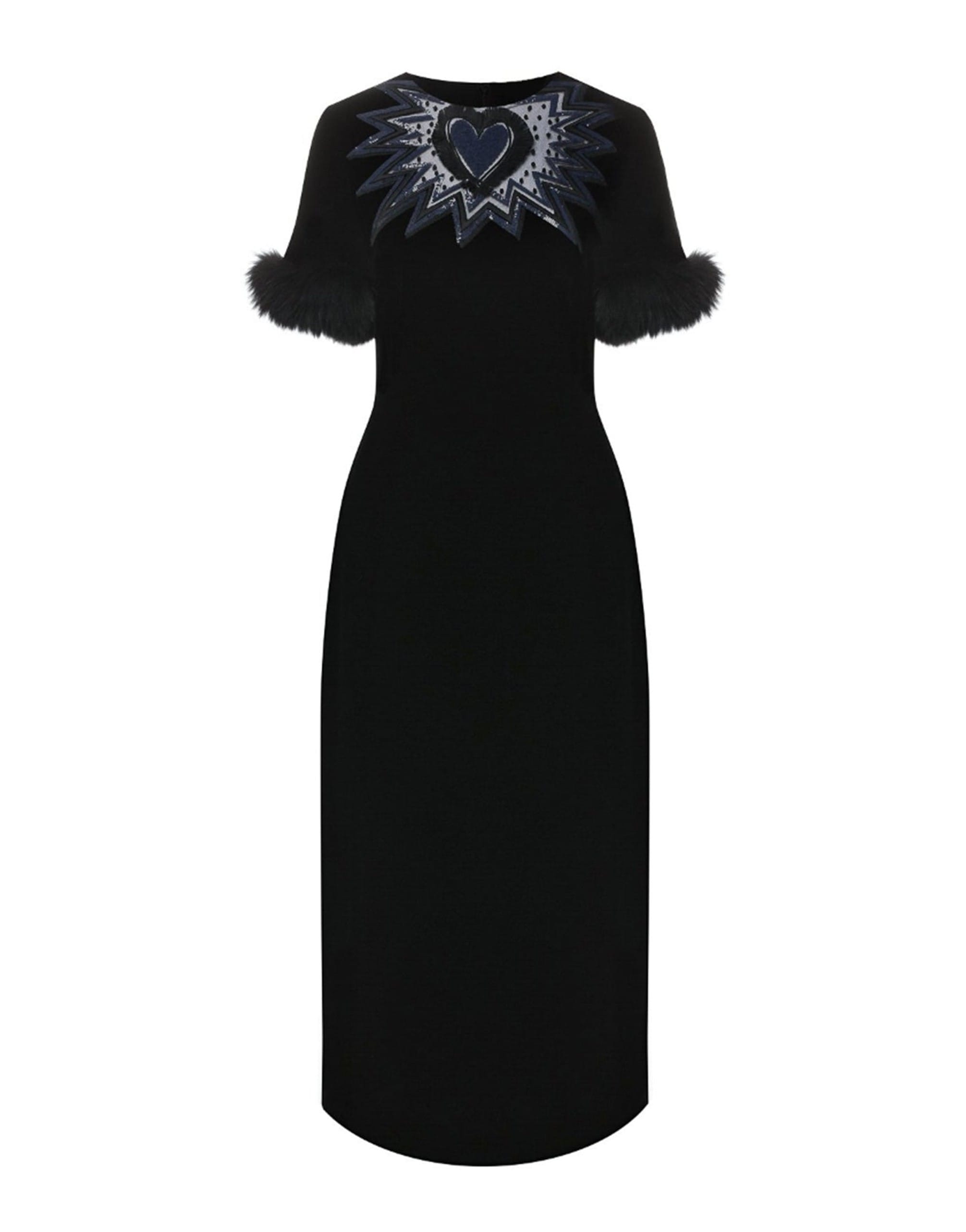 Fendi Fur Trim Velvet Midi Dress