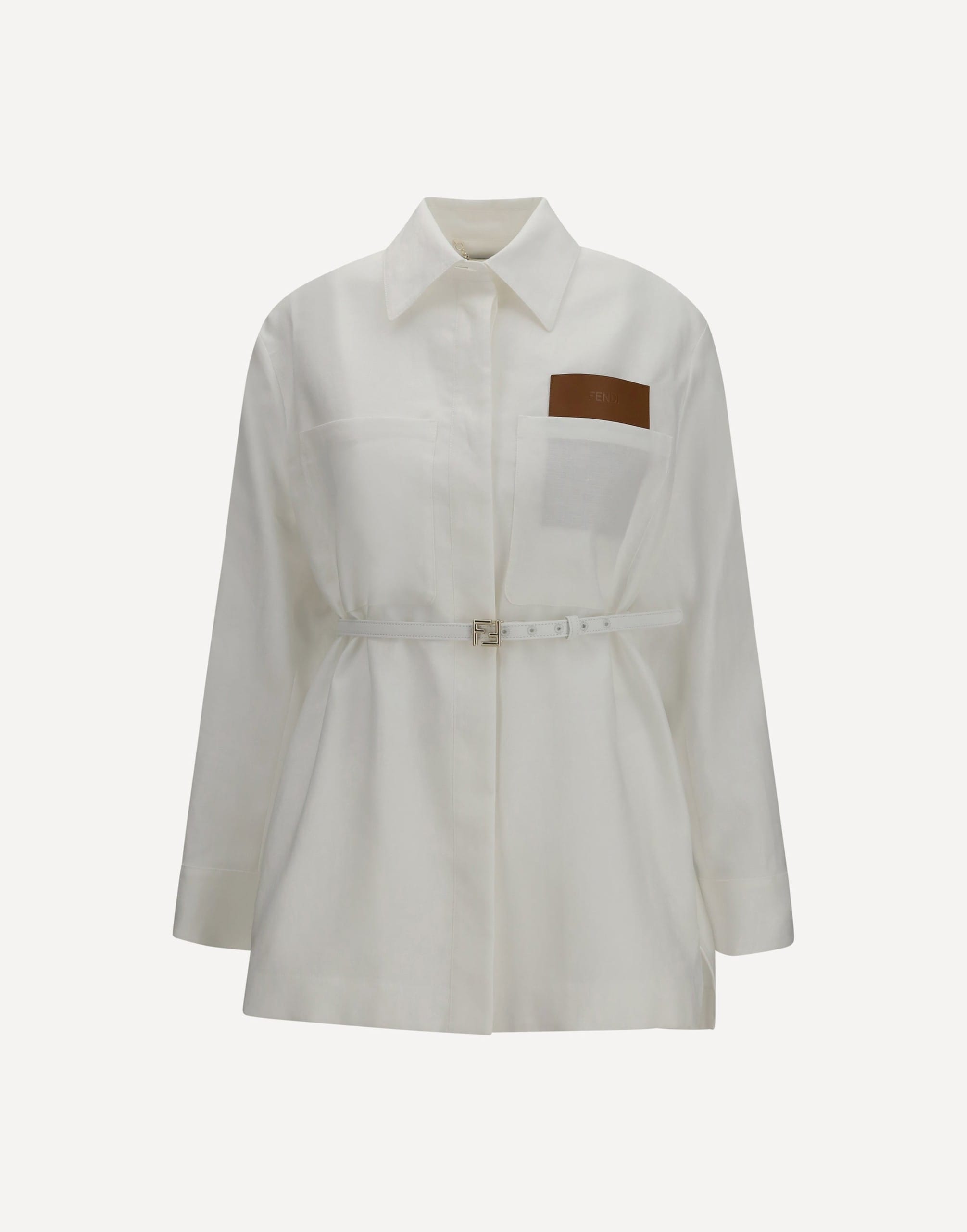 Fendi Leinen-Baumwoll-Jacke mit Gürtel