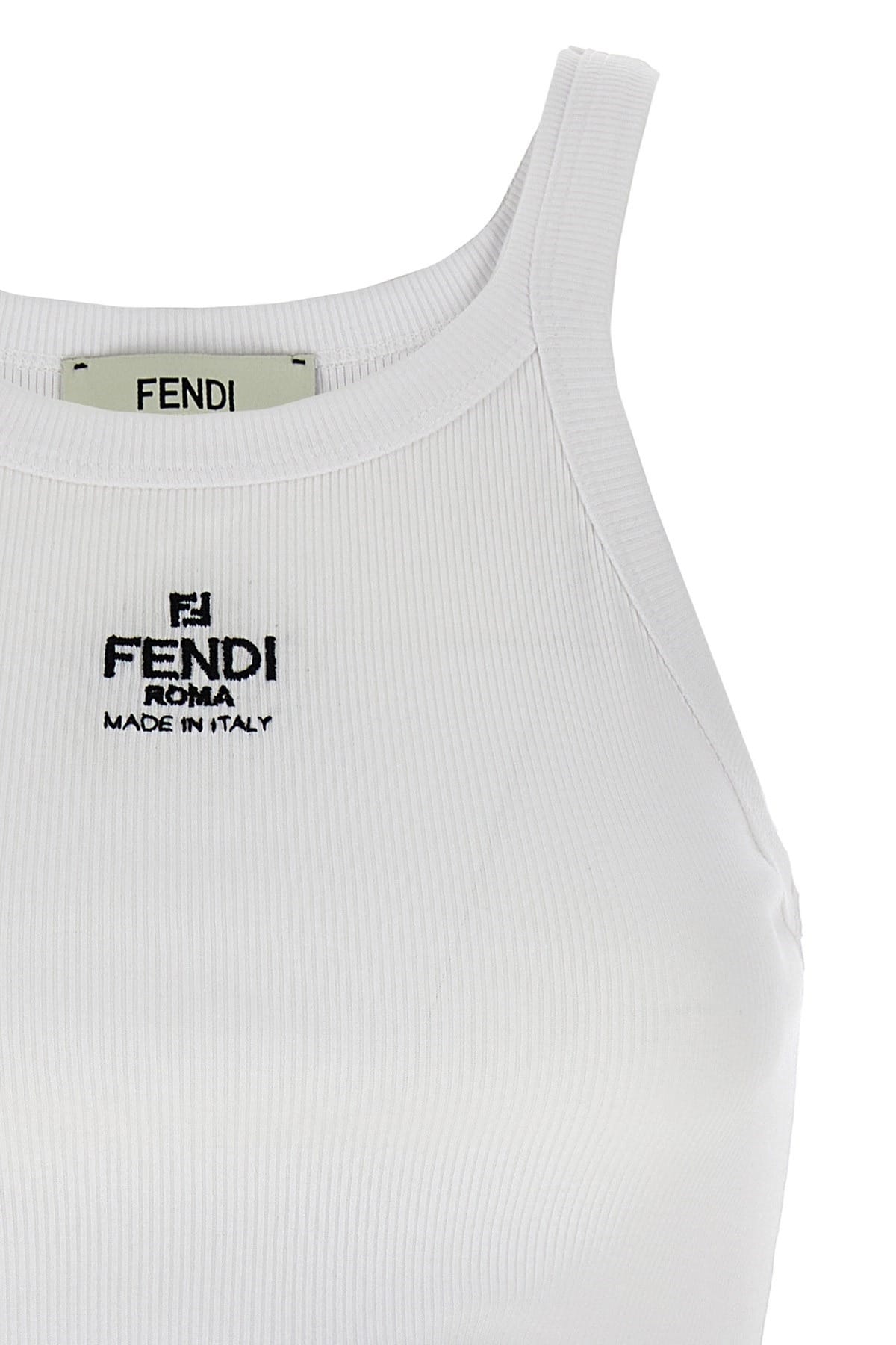 Fendi Fendi Logo-Embroidered Cotton Tank Top
