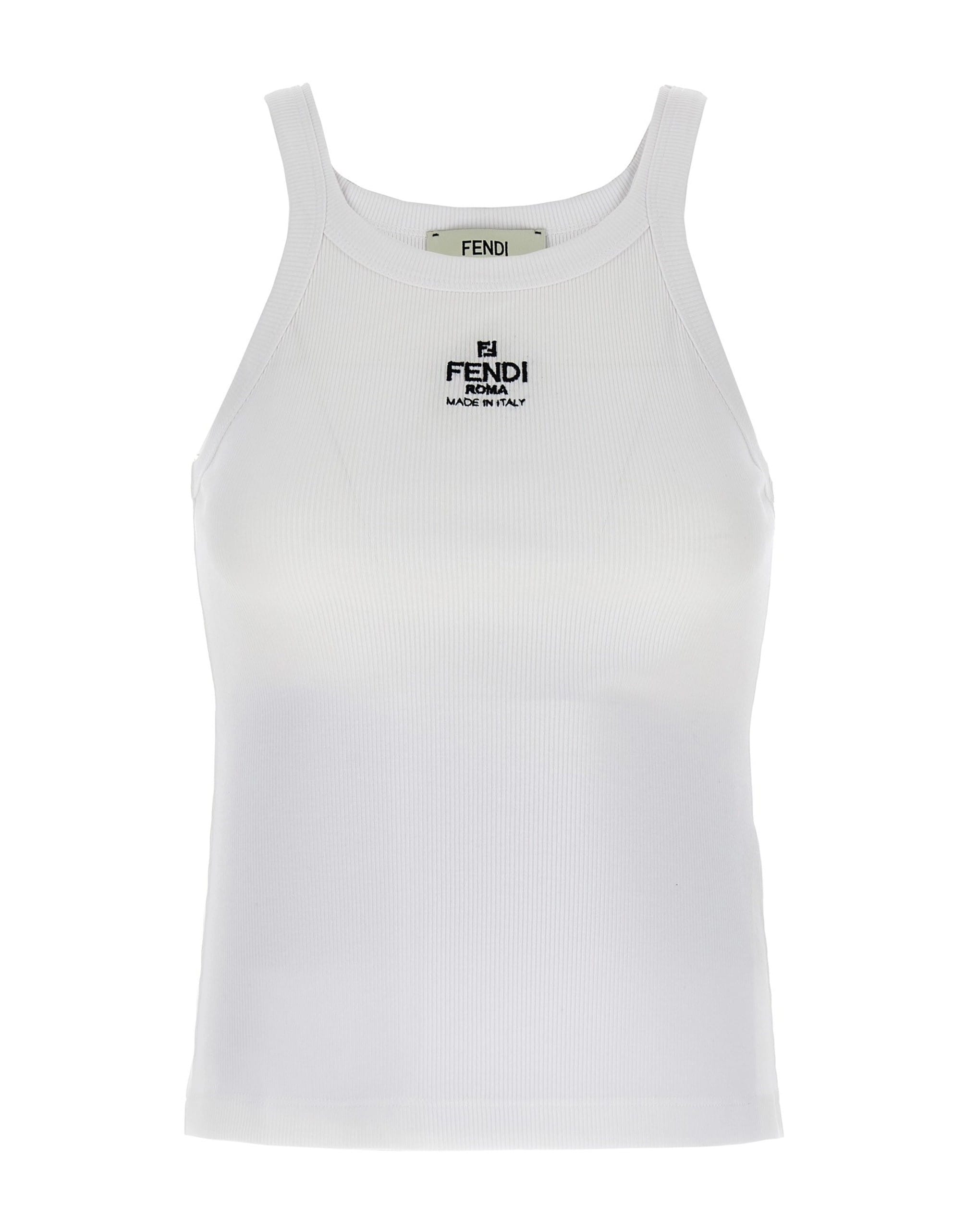 Fendi Fendi Logo-Embroidered Cotton Tank Top