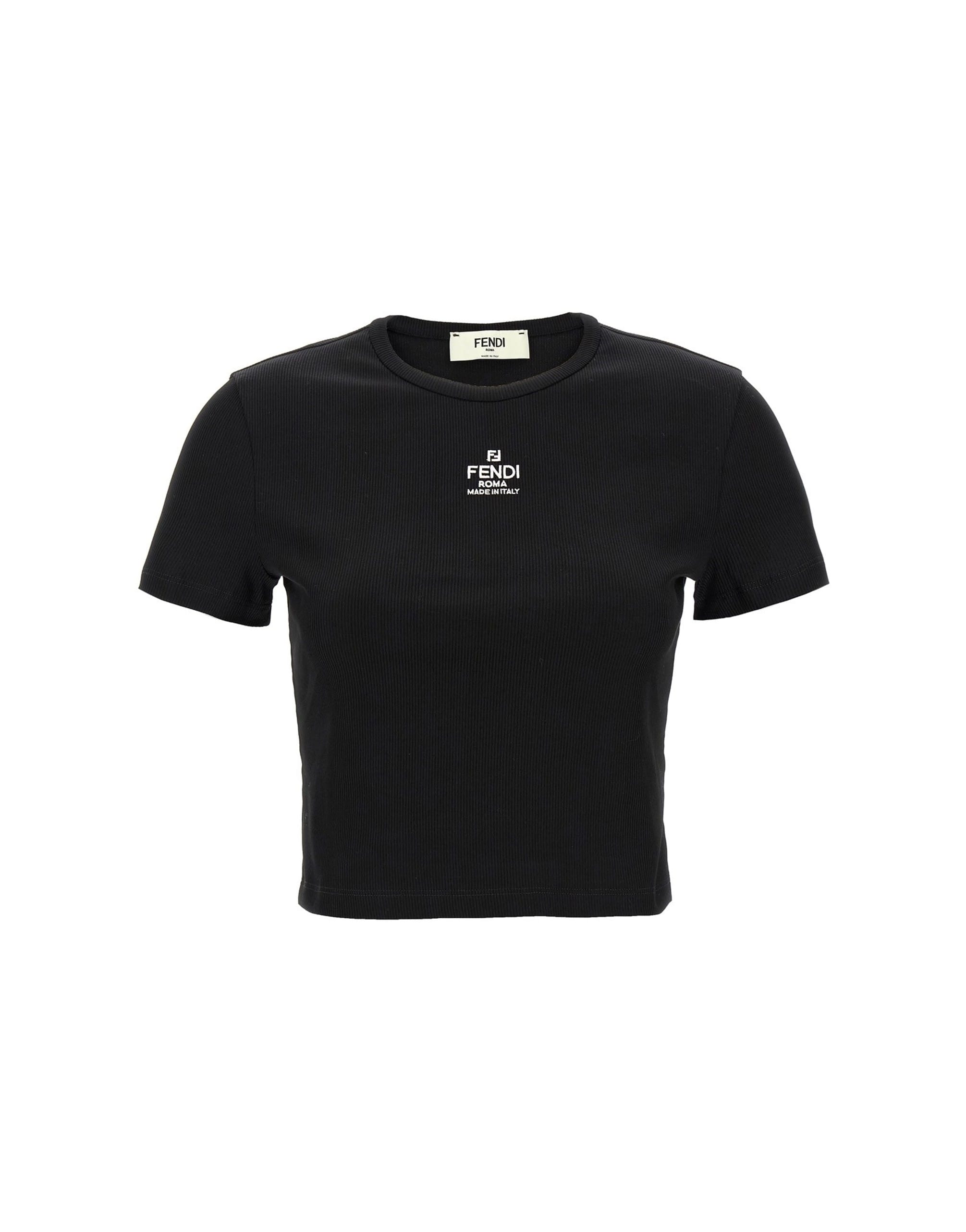Fendi Fendi Logo Embroidered Cropped T-Shirt