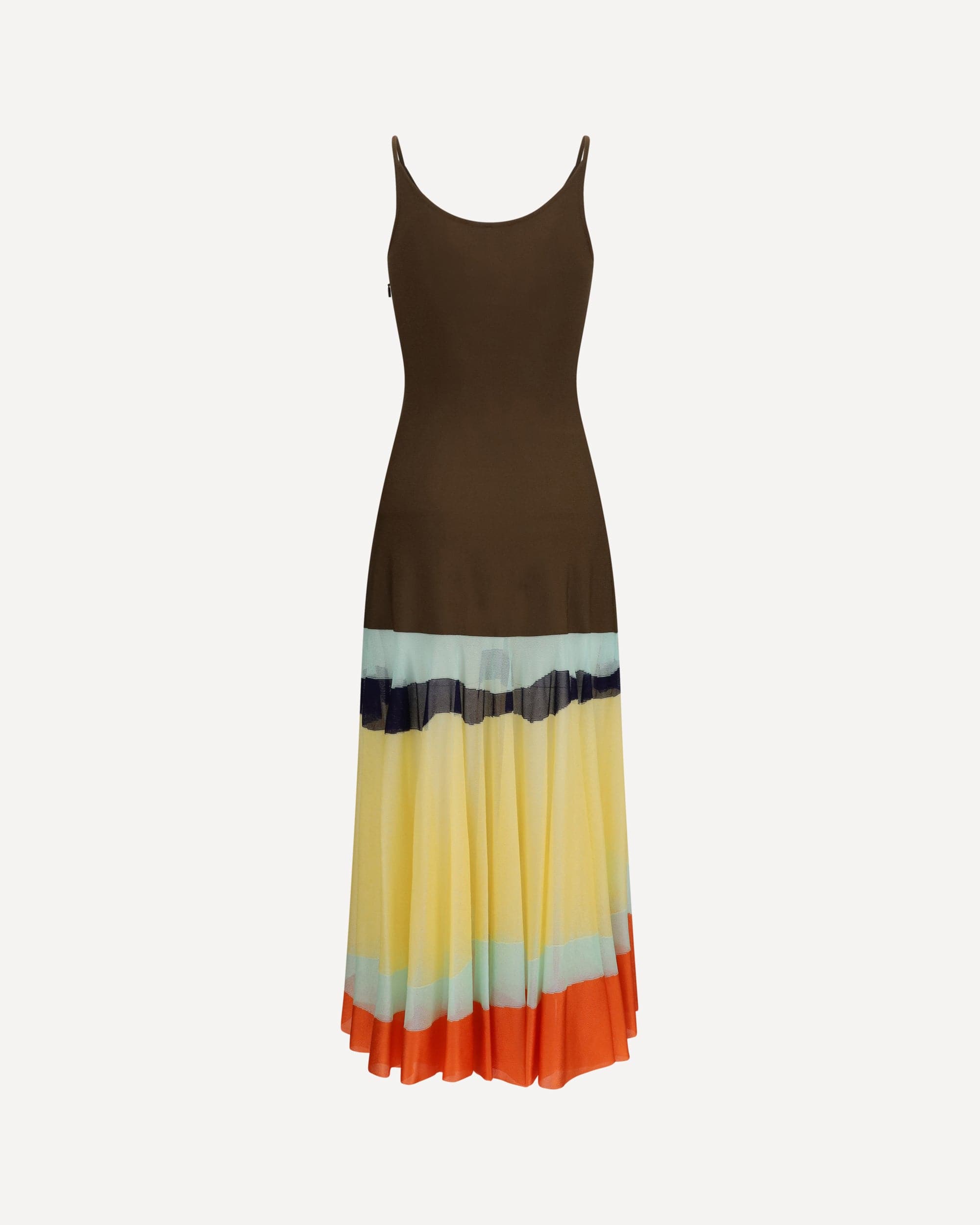 Fendi Long Dress With Color-Striped Skirt - alternate view