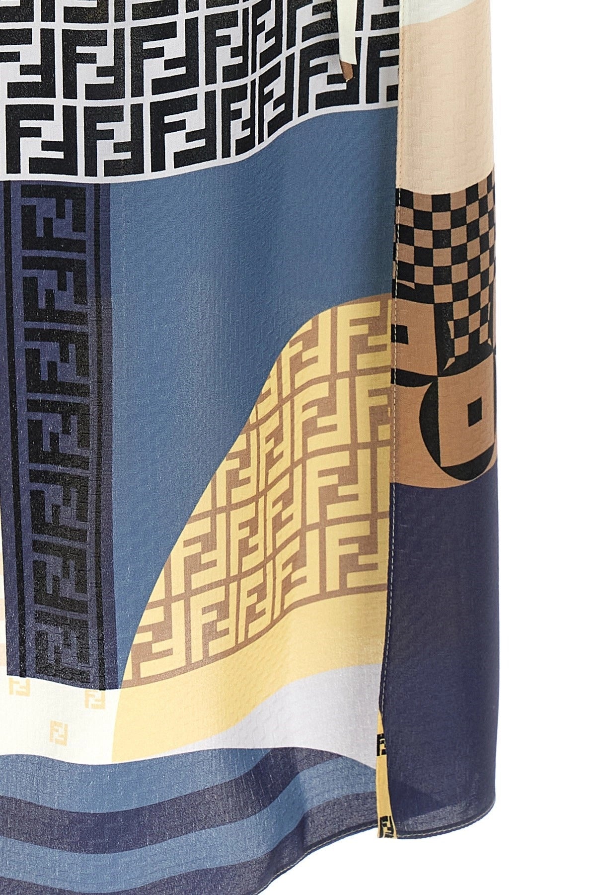 فستان ميدي حرير بتصميم باتشوورك من Fendi