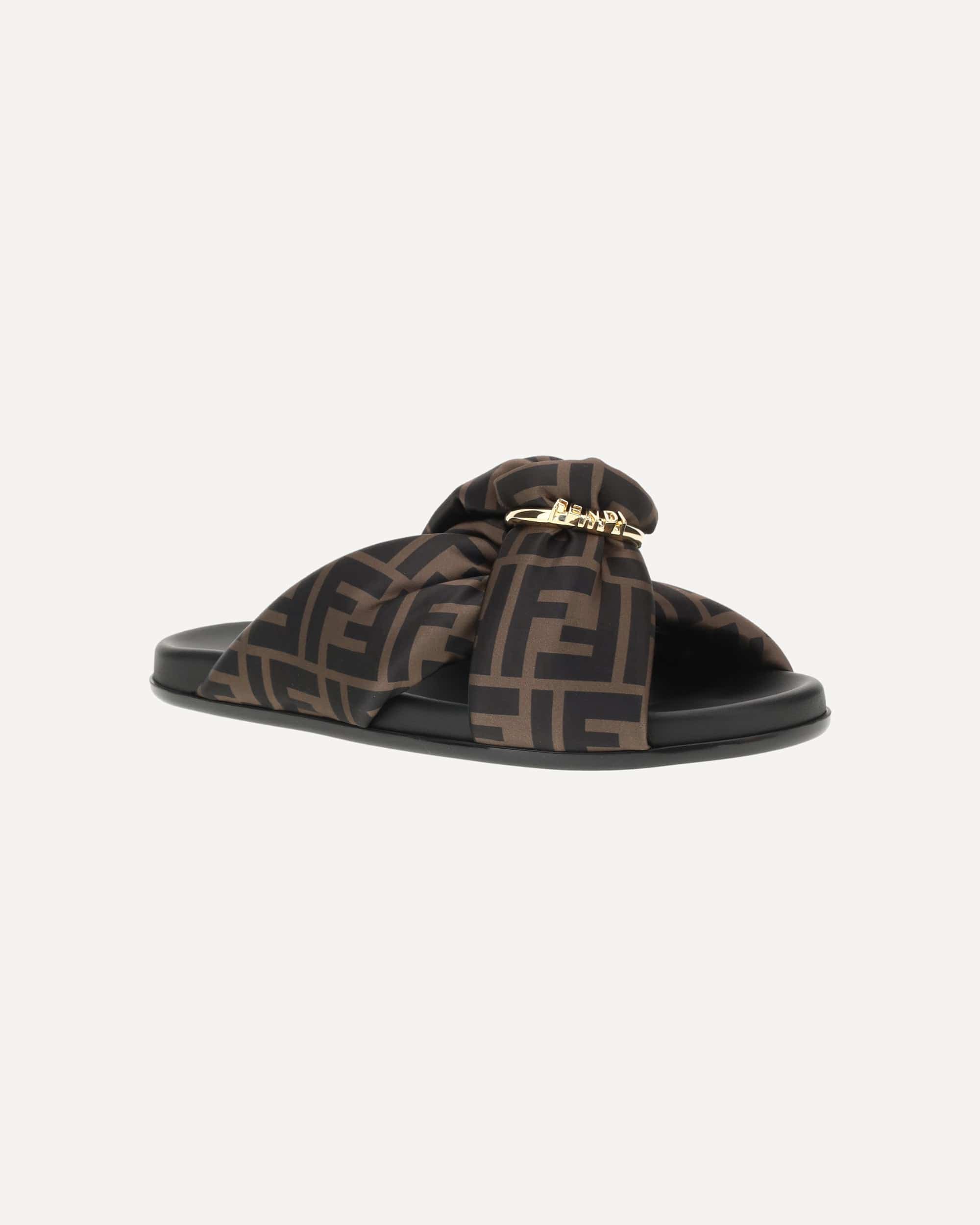 Fendi Satin Ff Slide Sandals - alternate view