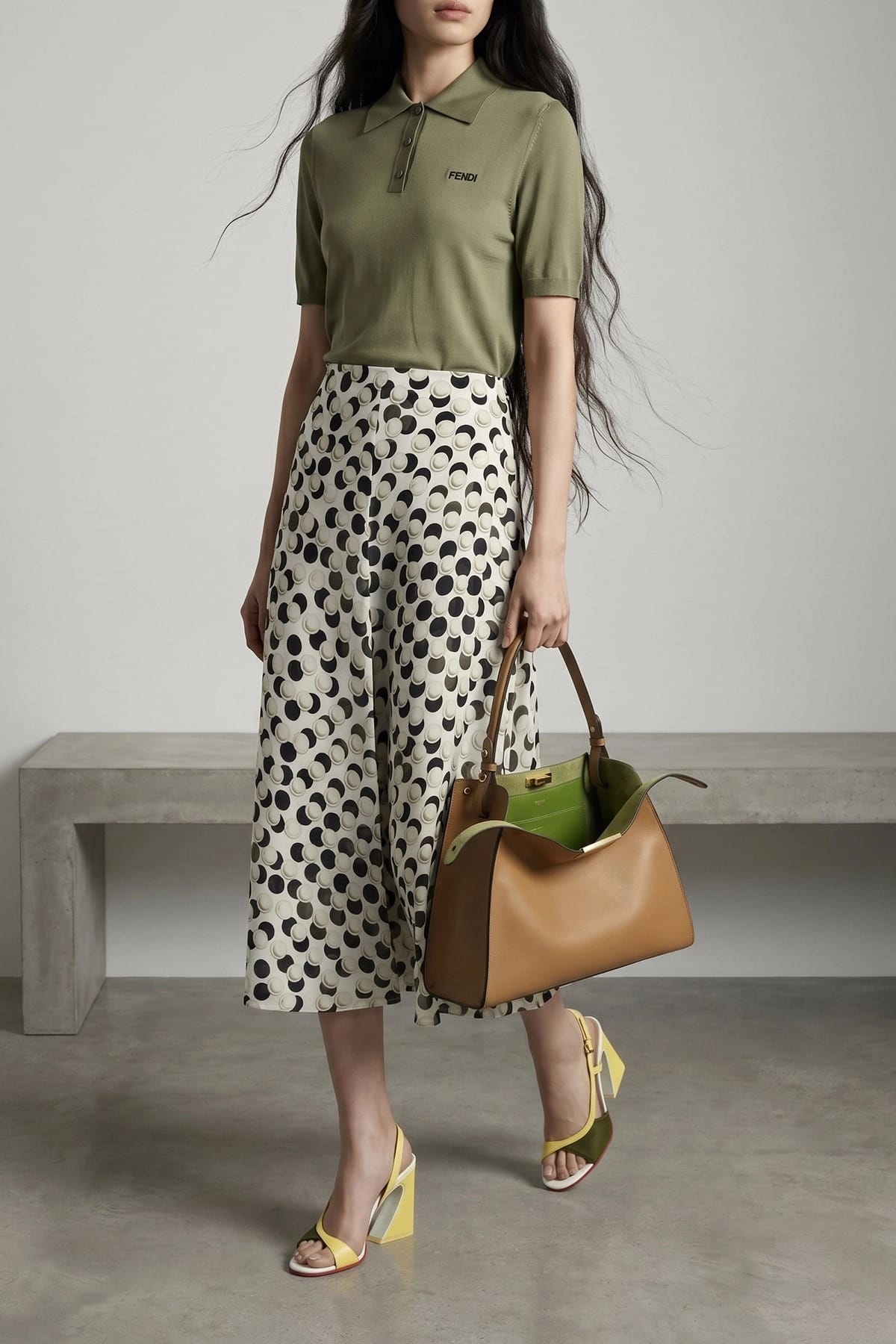 Fendi Glanzende Viscose Poloshirt - alternate view
