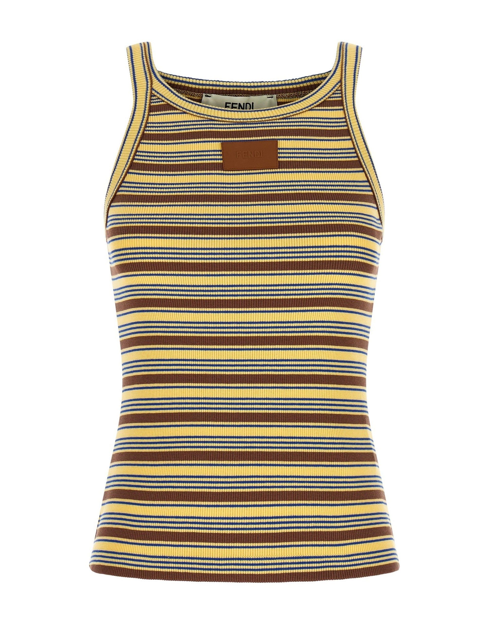 Fendi Sleeveless Striped Ribbed Top