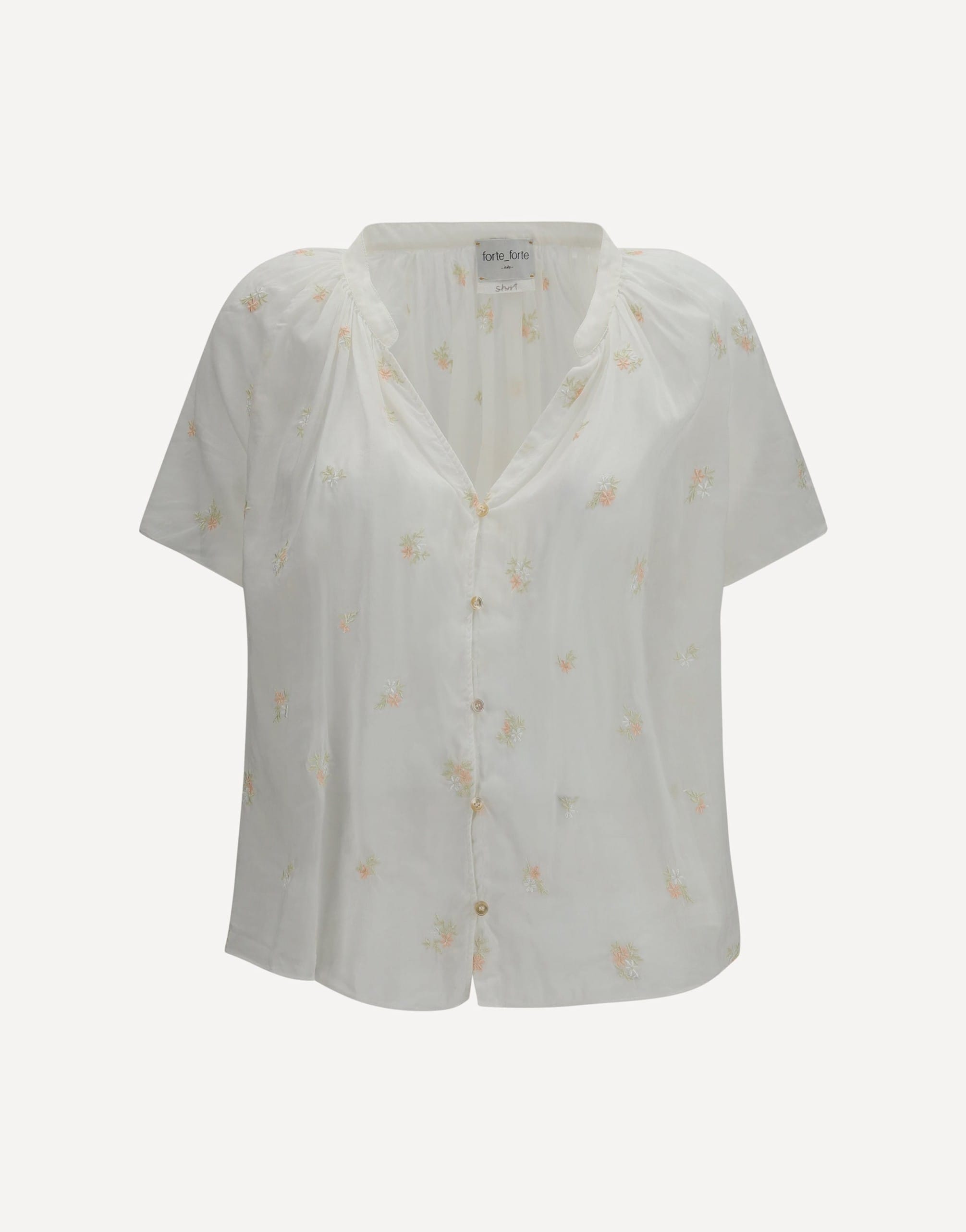Forte_Forte Floral V-Neck Button Shirt