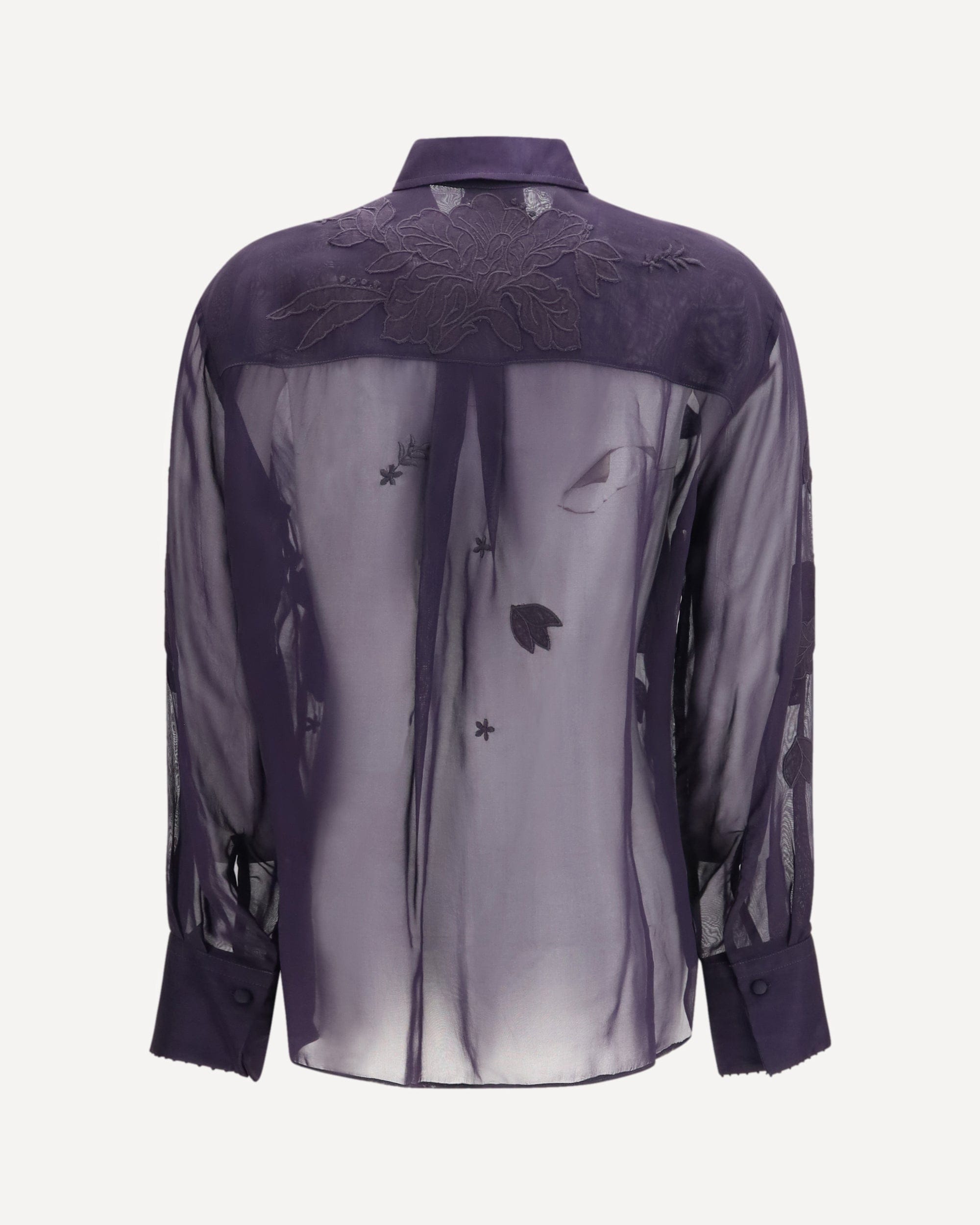 Forte_Forte Organza Shirt With Floral Embroidery - alternate view