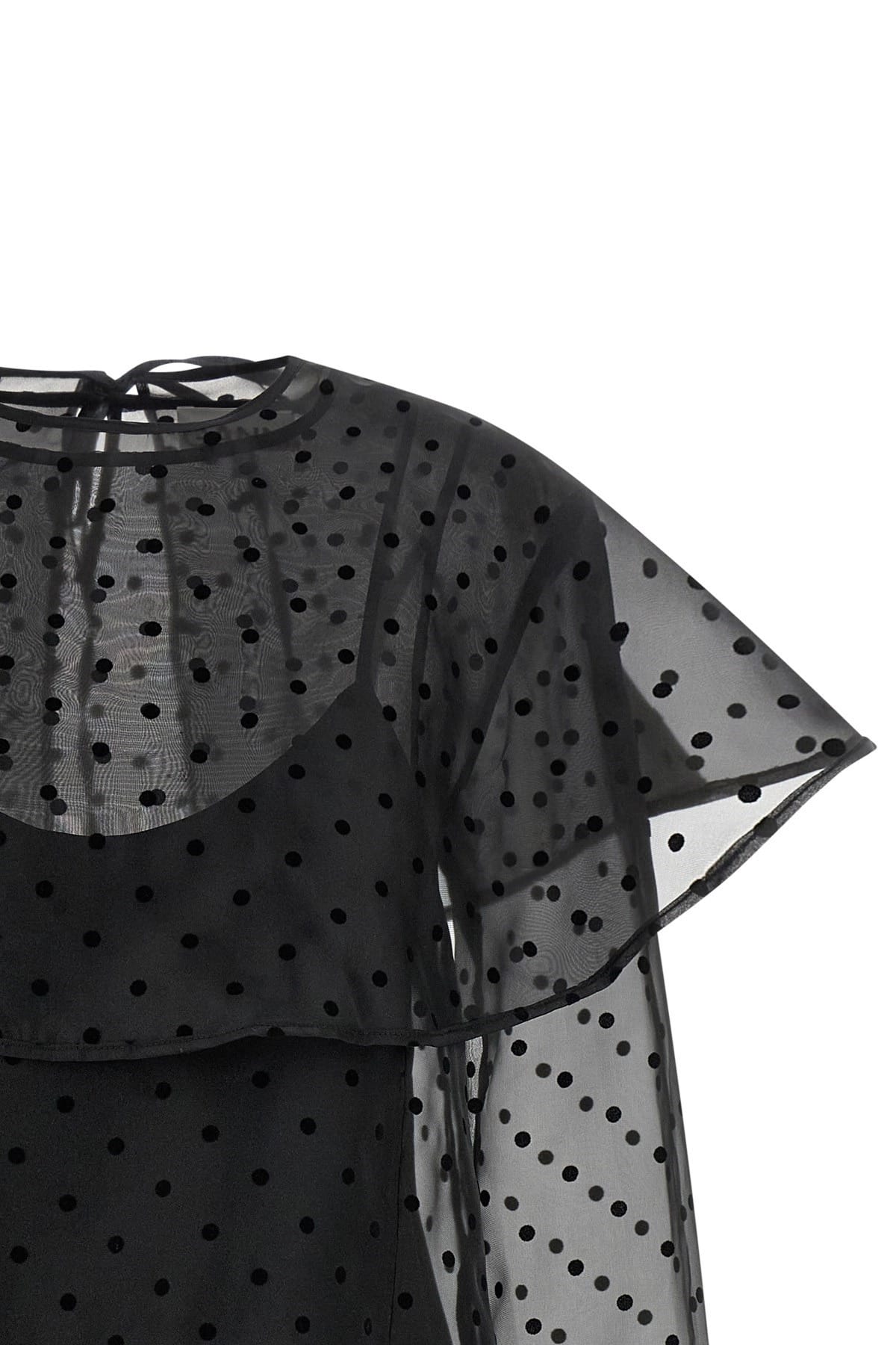 Ganni Ganni Black Organza Circle Collar Dress
