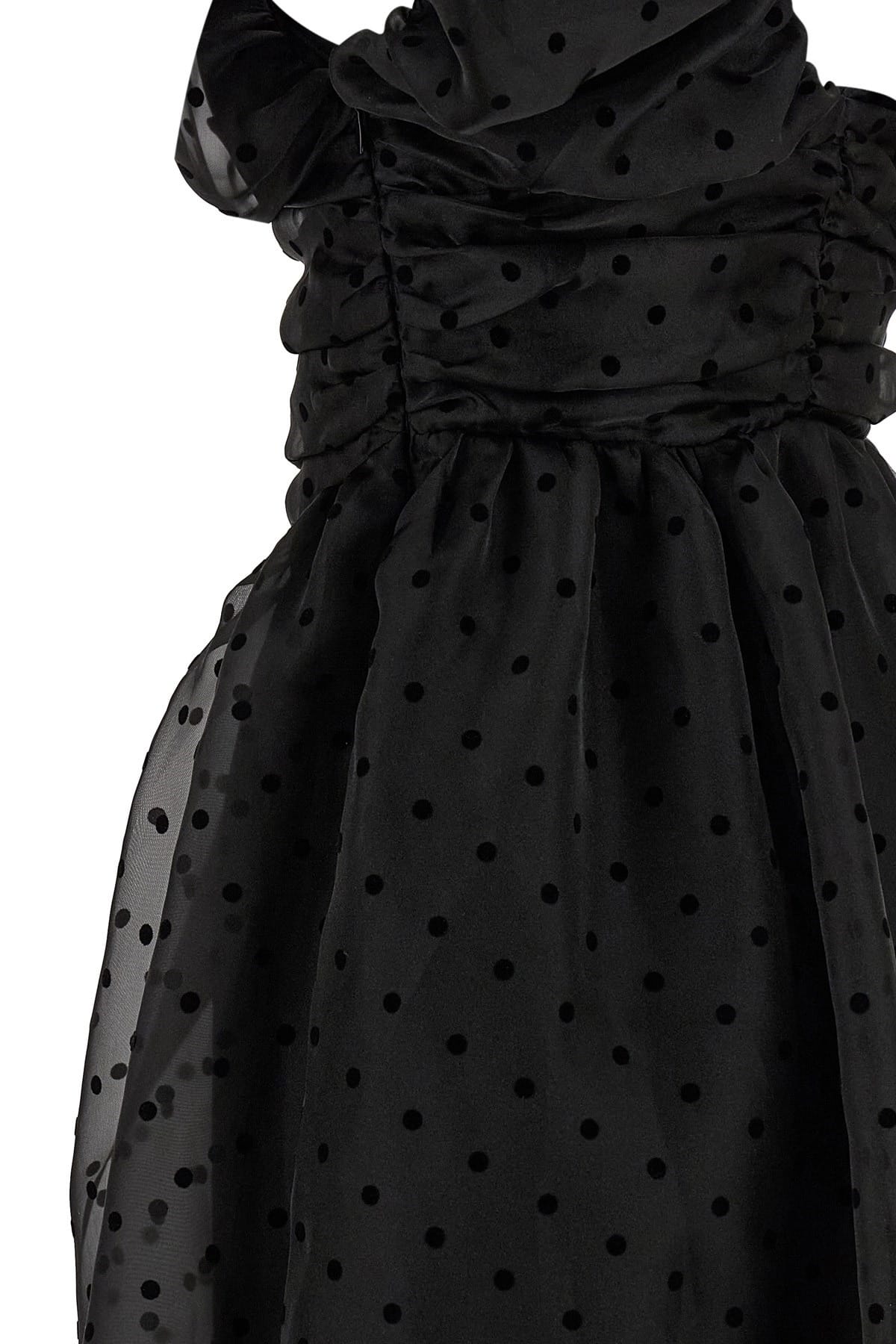 Ganni Ganni Black Organza Ruched Midi Dress