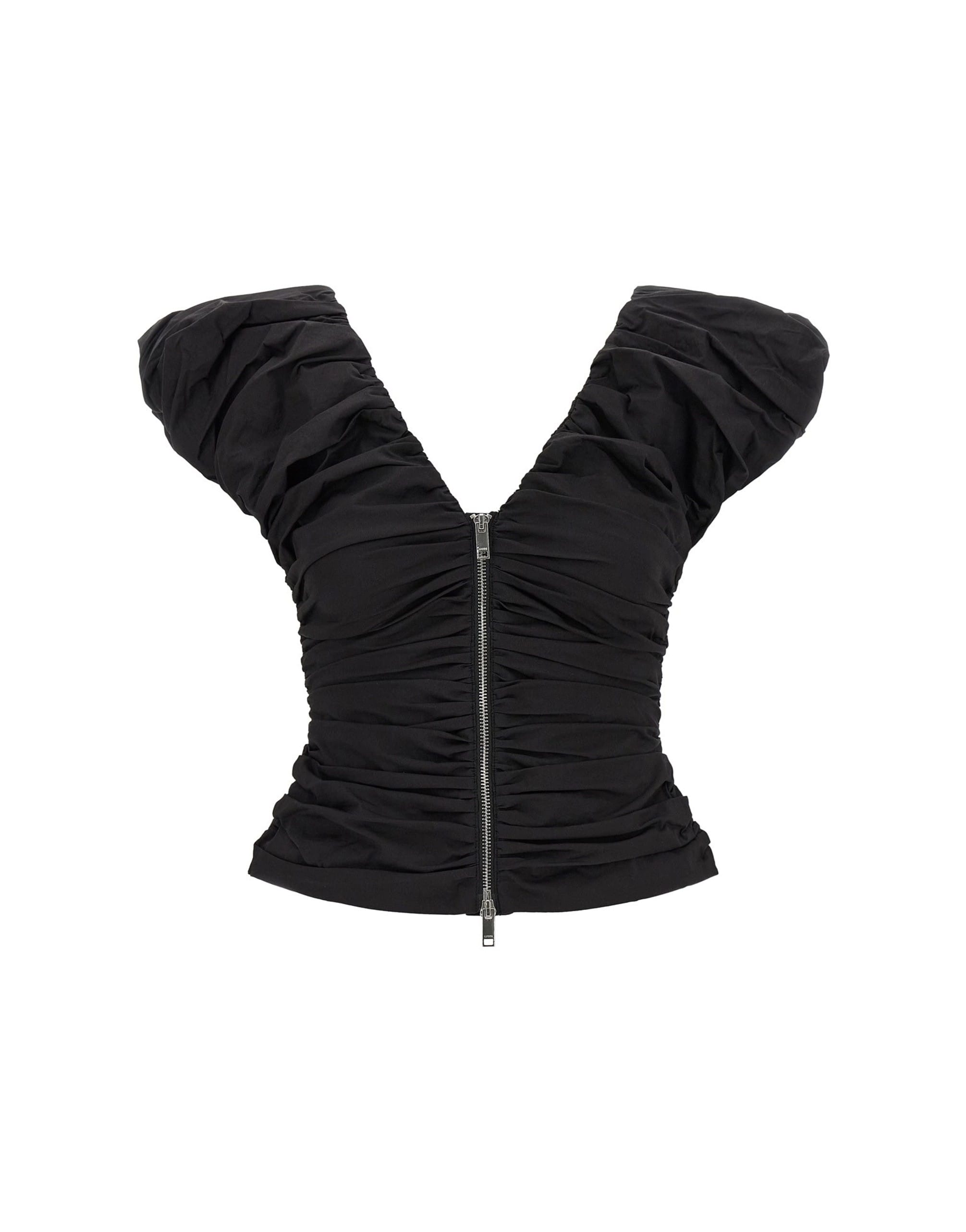 Ganni Ganni Black Ruched Top