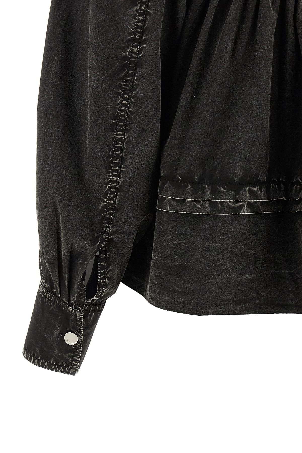 Ganni Ganni Black Washed Frill Blouse
