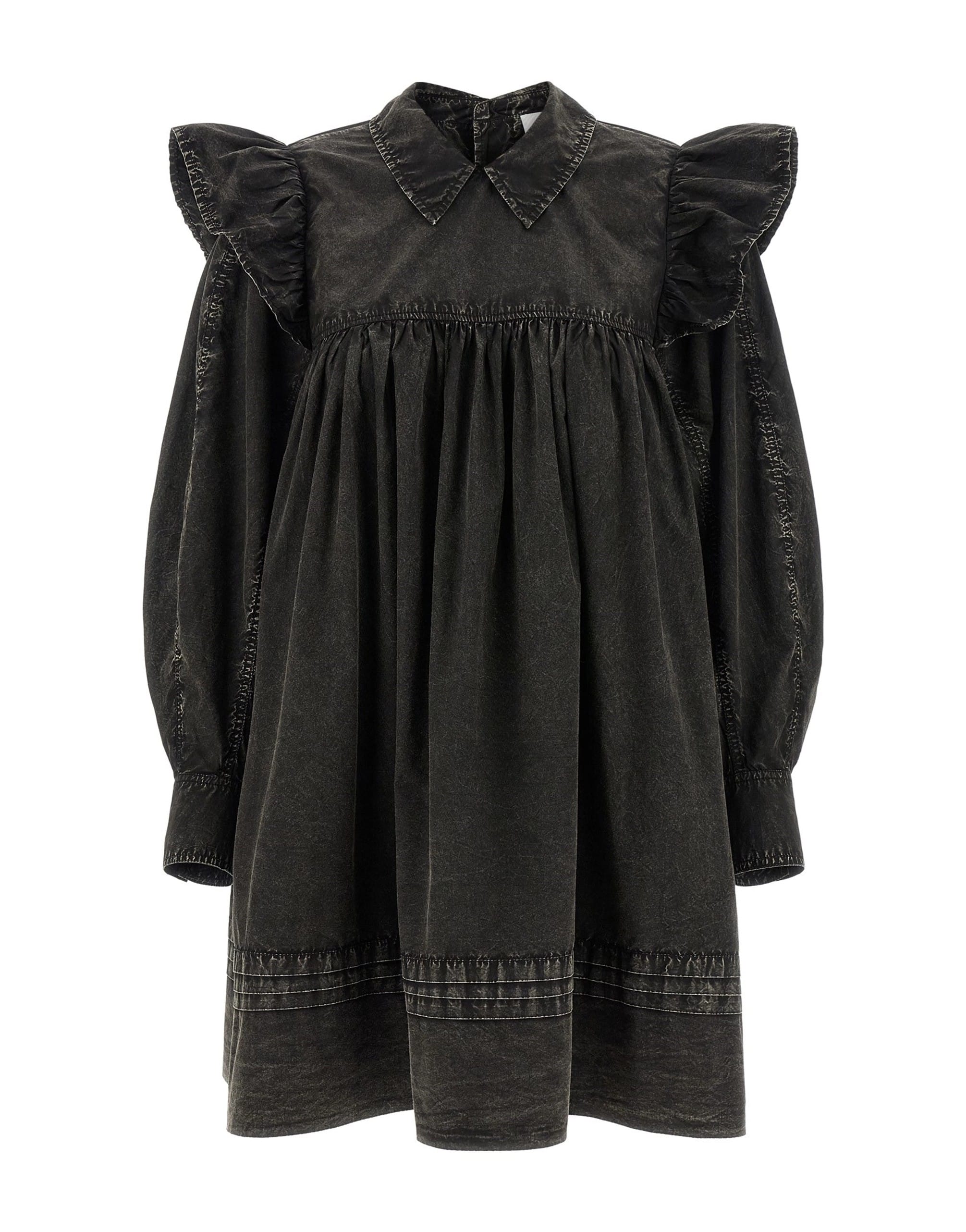 Ganni Ganni Black Washed Mini Shirt Dress